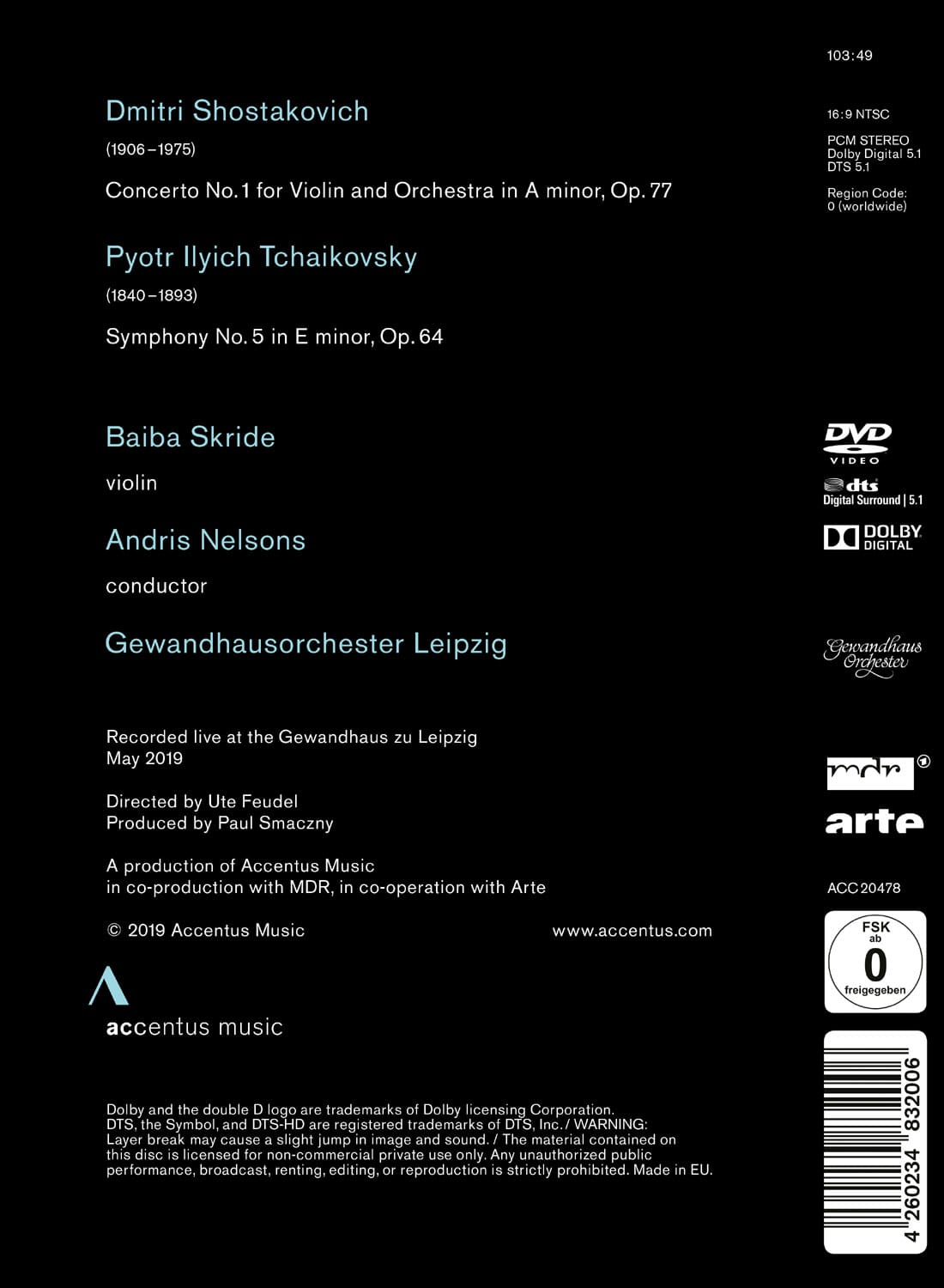 Shostakovich: Violin Concerto No. 1 | Tchaikovsky: Symphony No. 5 - Back Cover