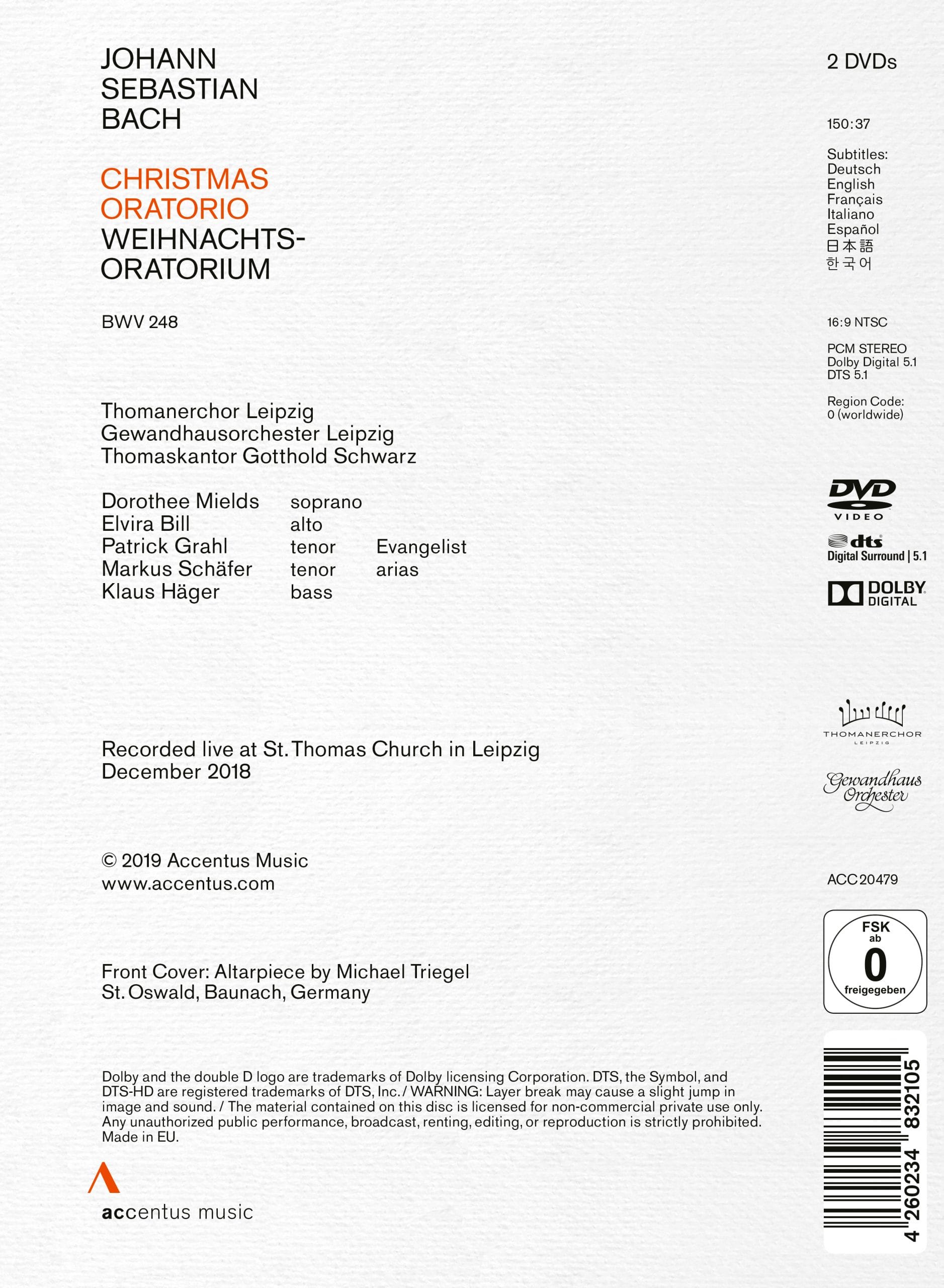 J. S. Bach: Christmas Oratorio, BWV 248 - Back Cover