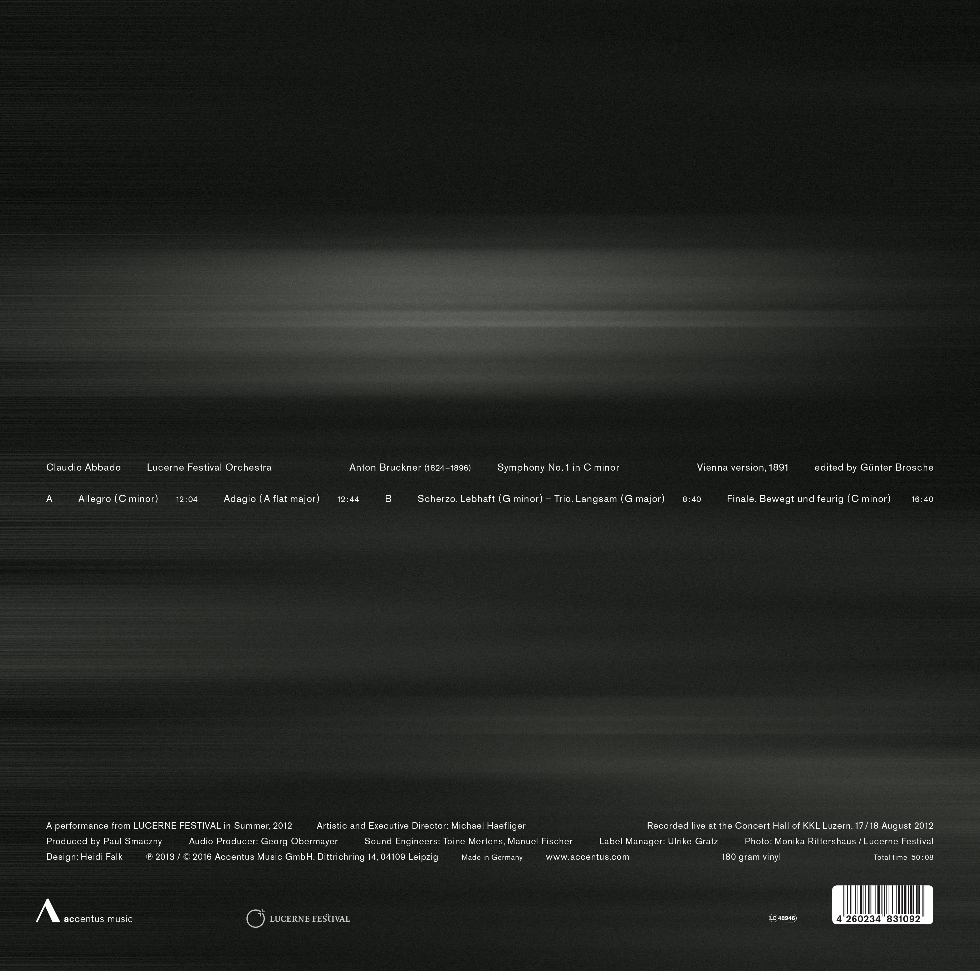 Bruckner: Symphony No. 1 - Back Cover