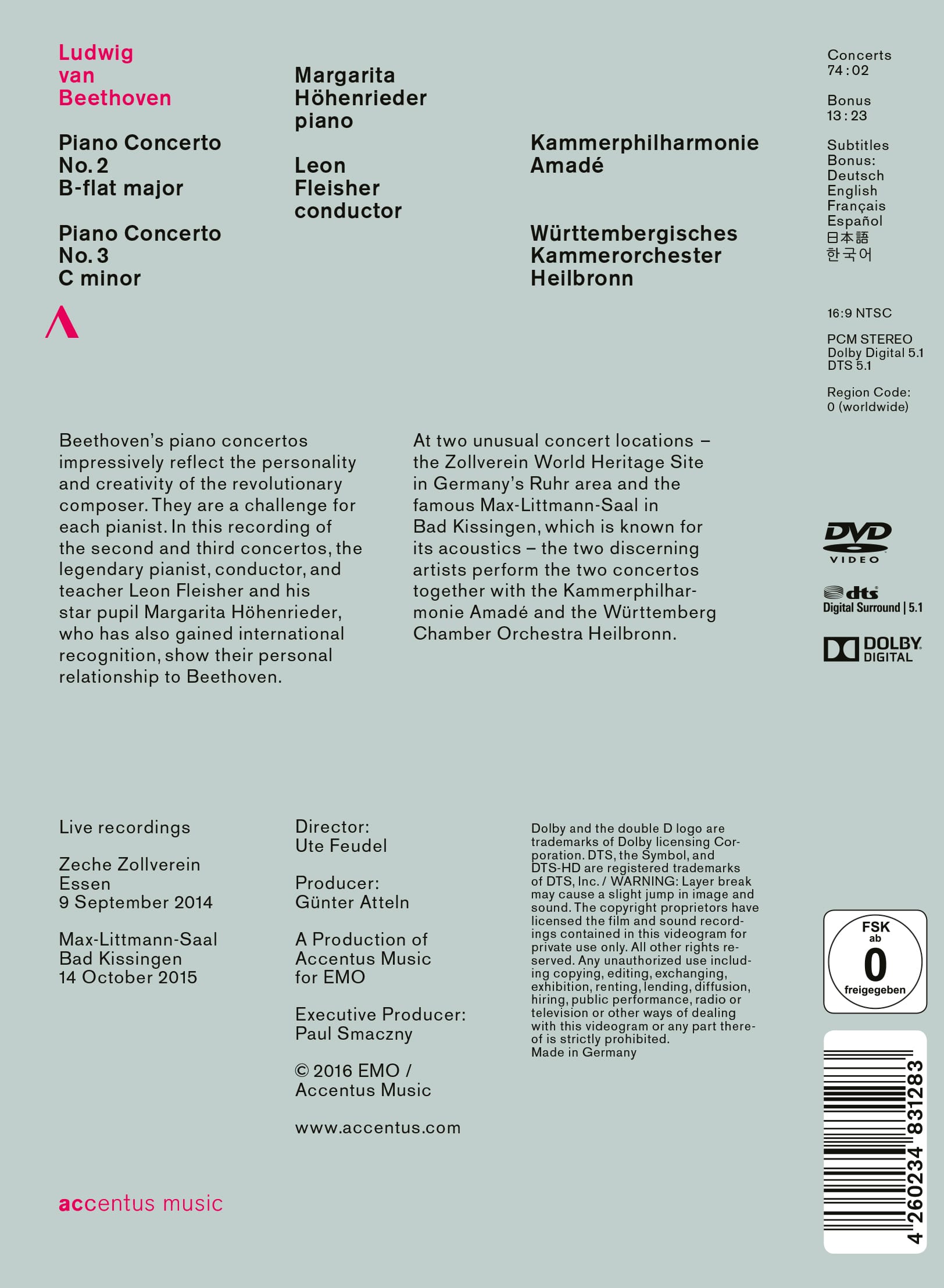 Beethoven: Piano Concertos 2 & 3  - Back Cover