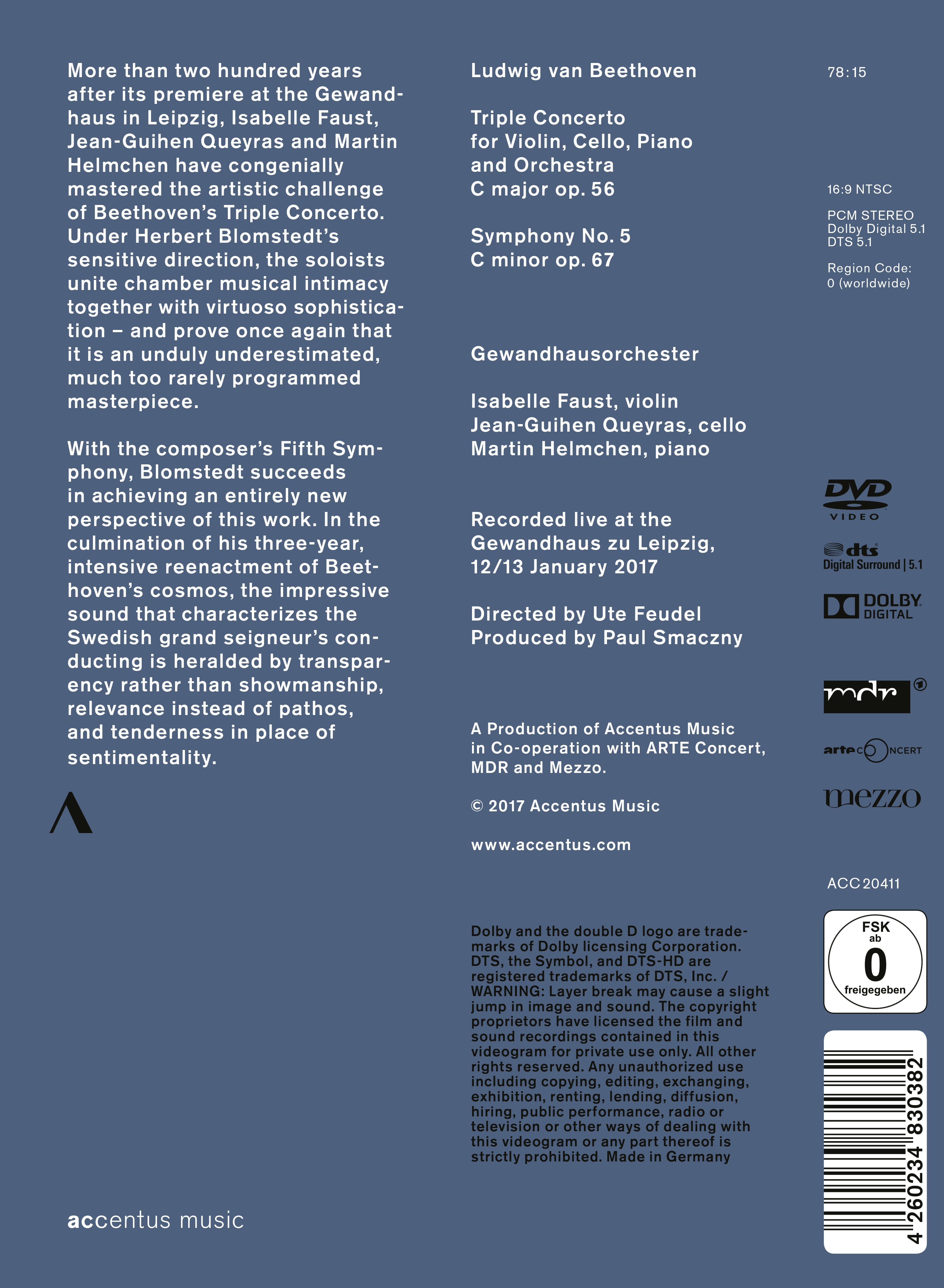 Beethoven: Symphony No. 5 & Triple Concerto - Back Cover