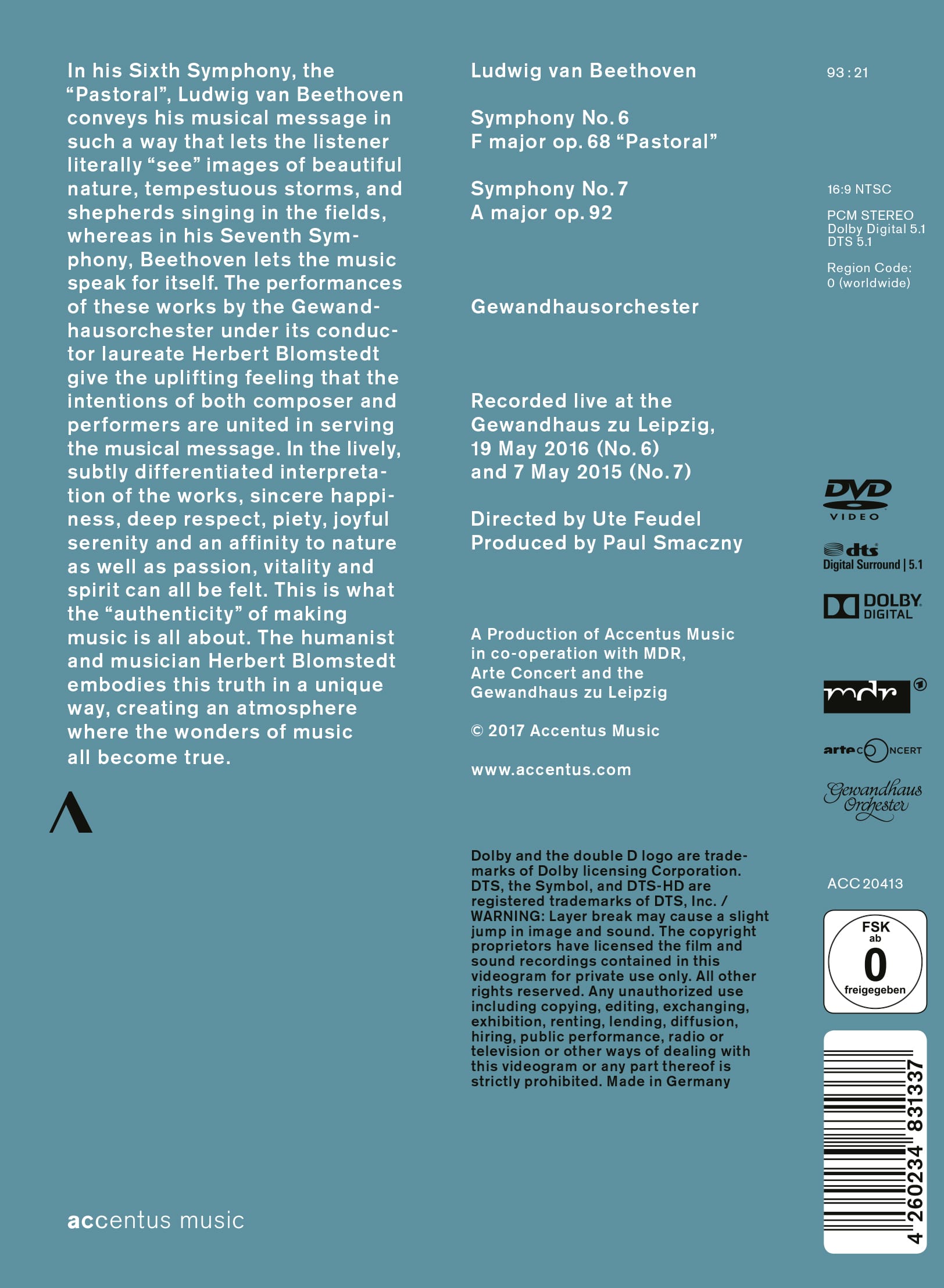 Ludwig van Beethoven: Symphonies Nos. 6 & 7  - Back Cover