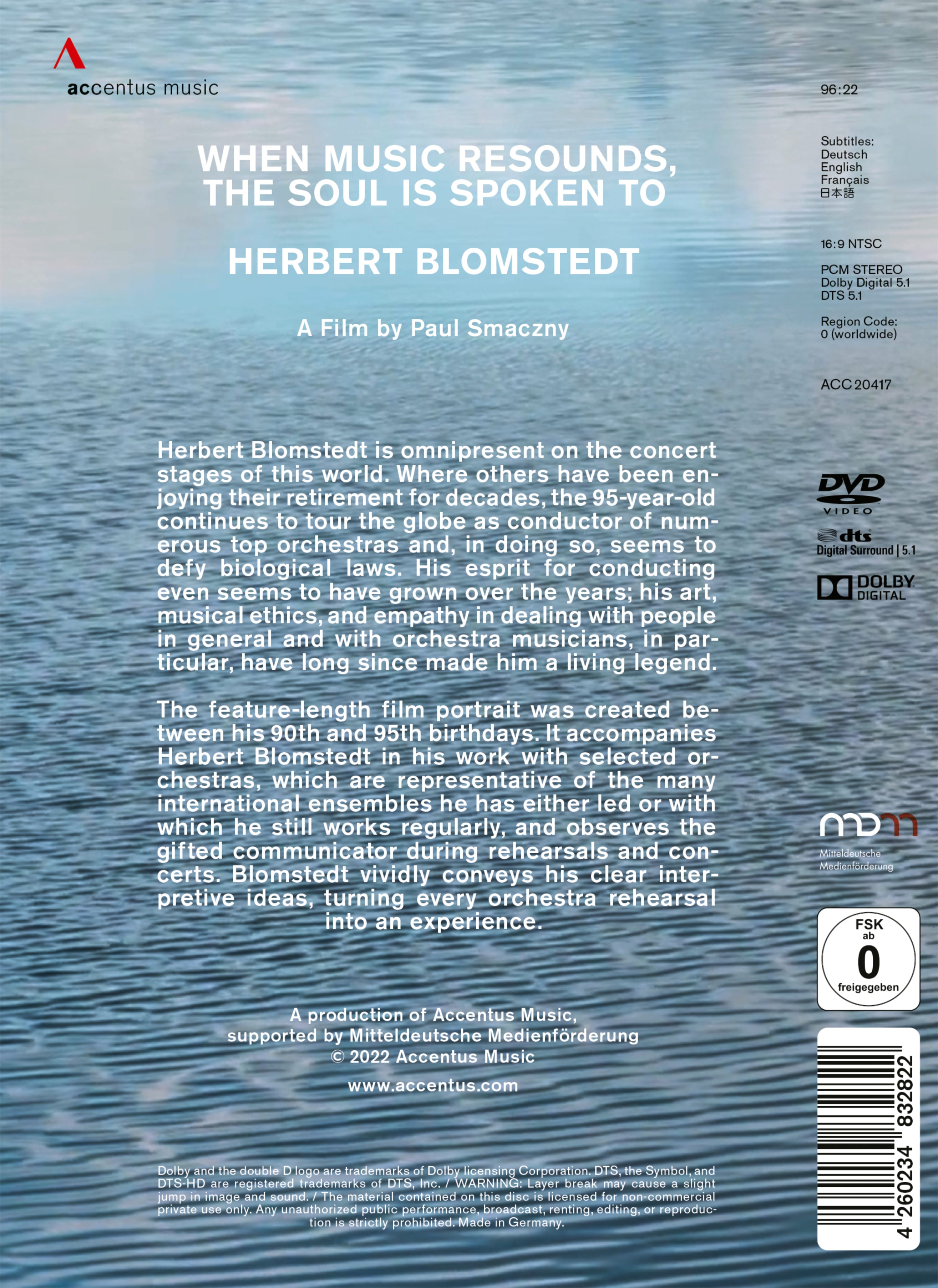 When Music Resounds, the Soul is Spoken to
Herbert Blomstedt - Back Cover