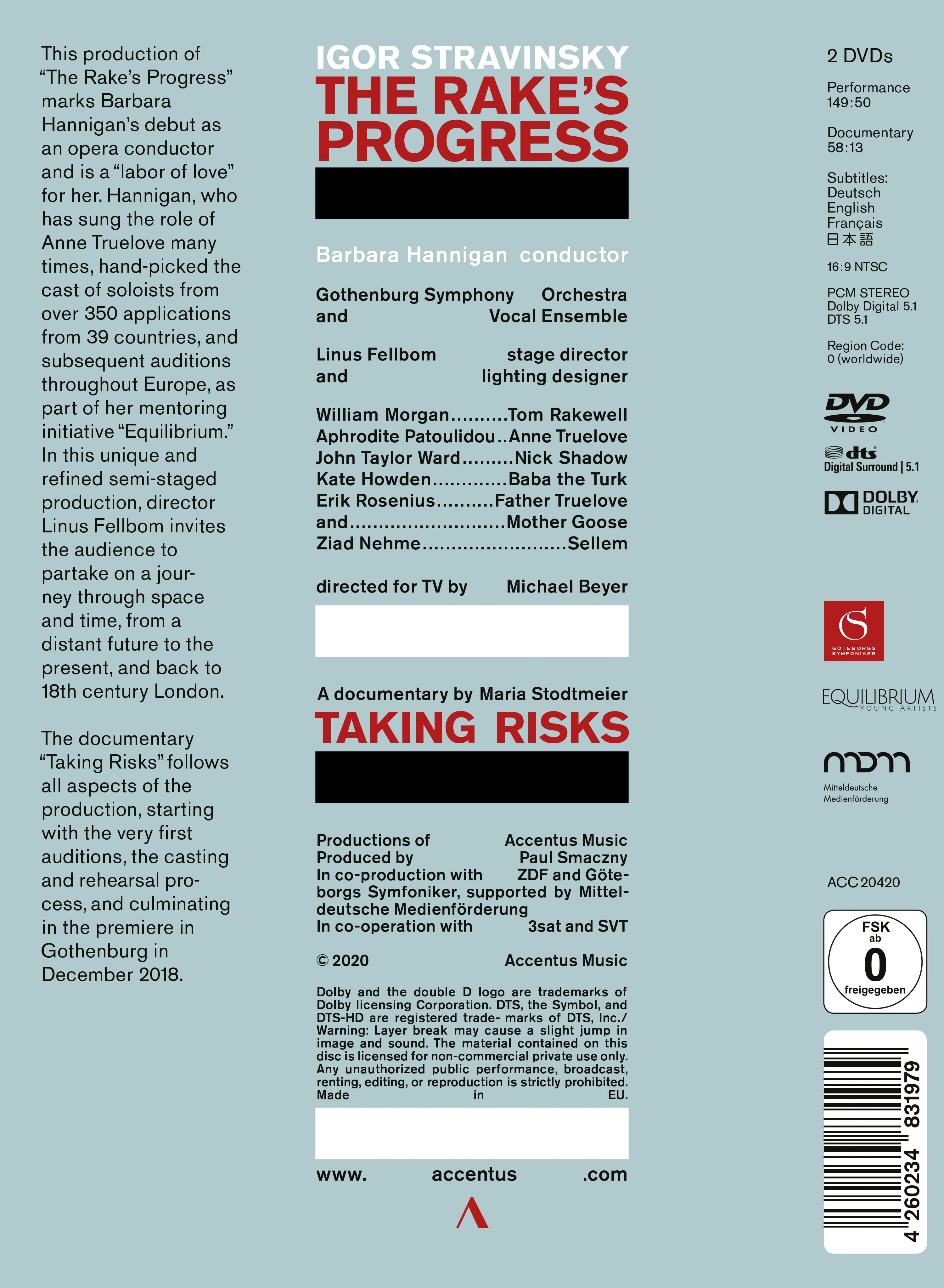 Barbara Hannigan - Stravinsky: "The Rake's Progress" // "Taking Risks" - Back Cover