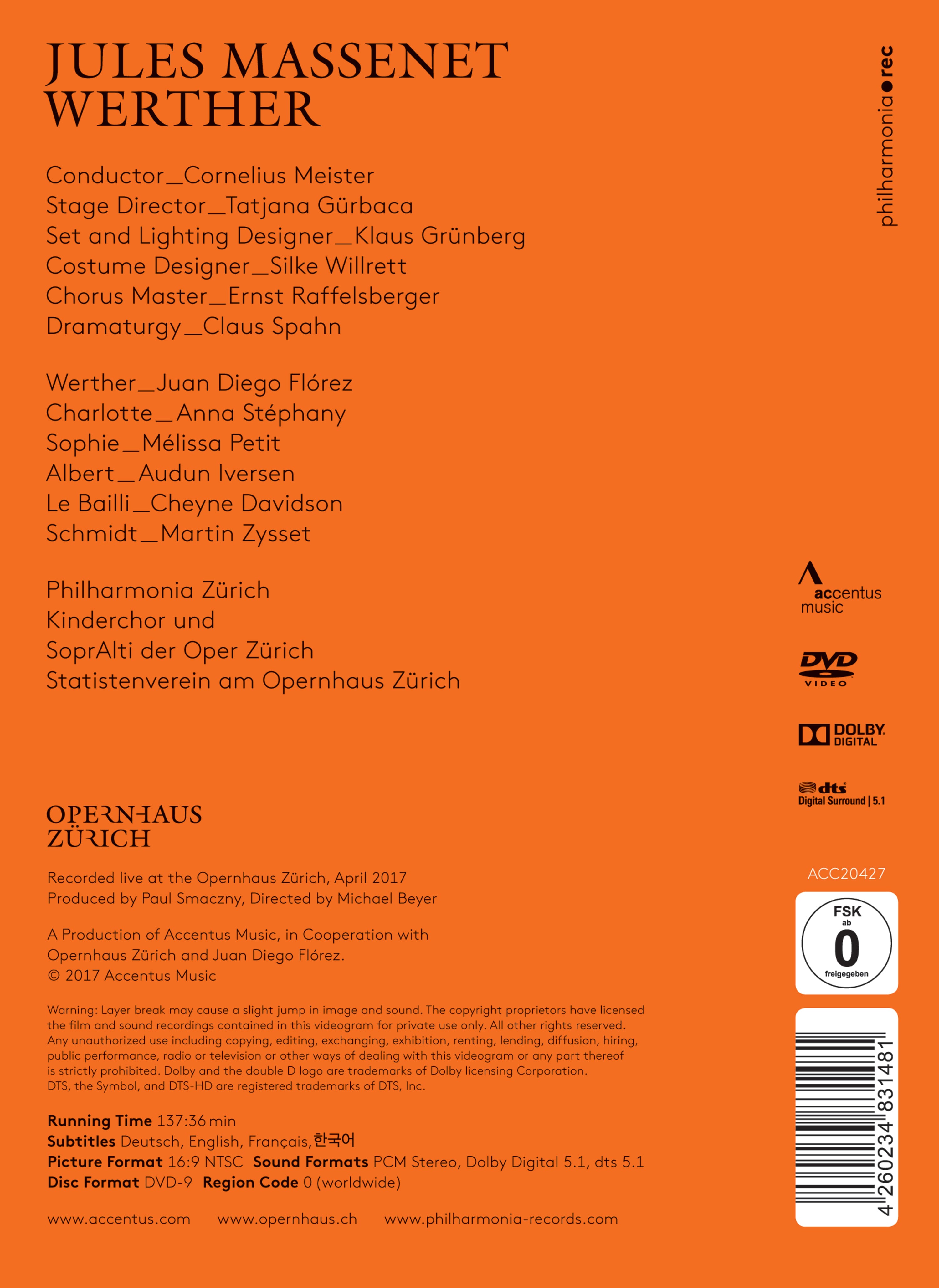 Jules Massenet: Werther - Back Cover