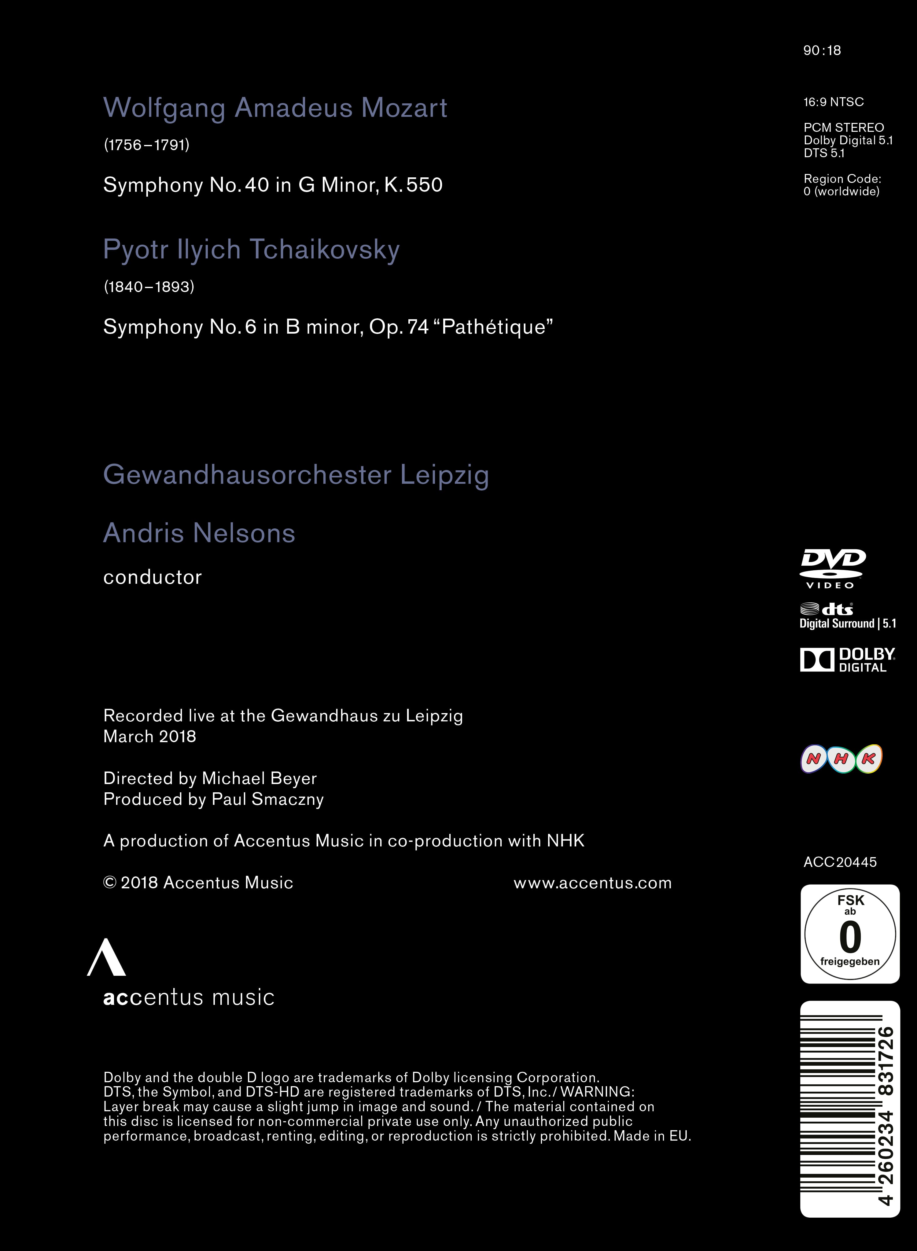 Tchaikovsky: Symphony No. 6 "Pathétique" | Mozart: Symphony No. 40 - Back Cover