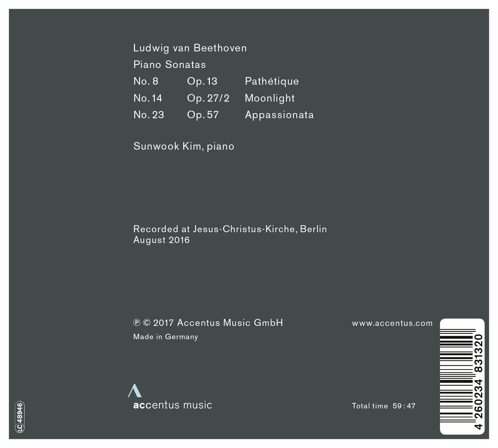 Beethoven: Piano Sonatas 8, 14, 23 - Back Cover