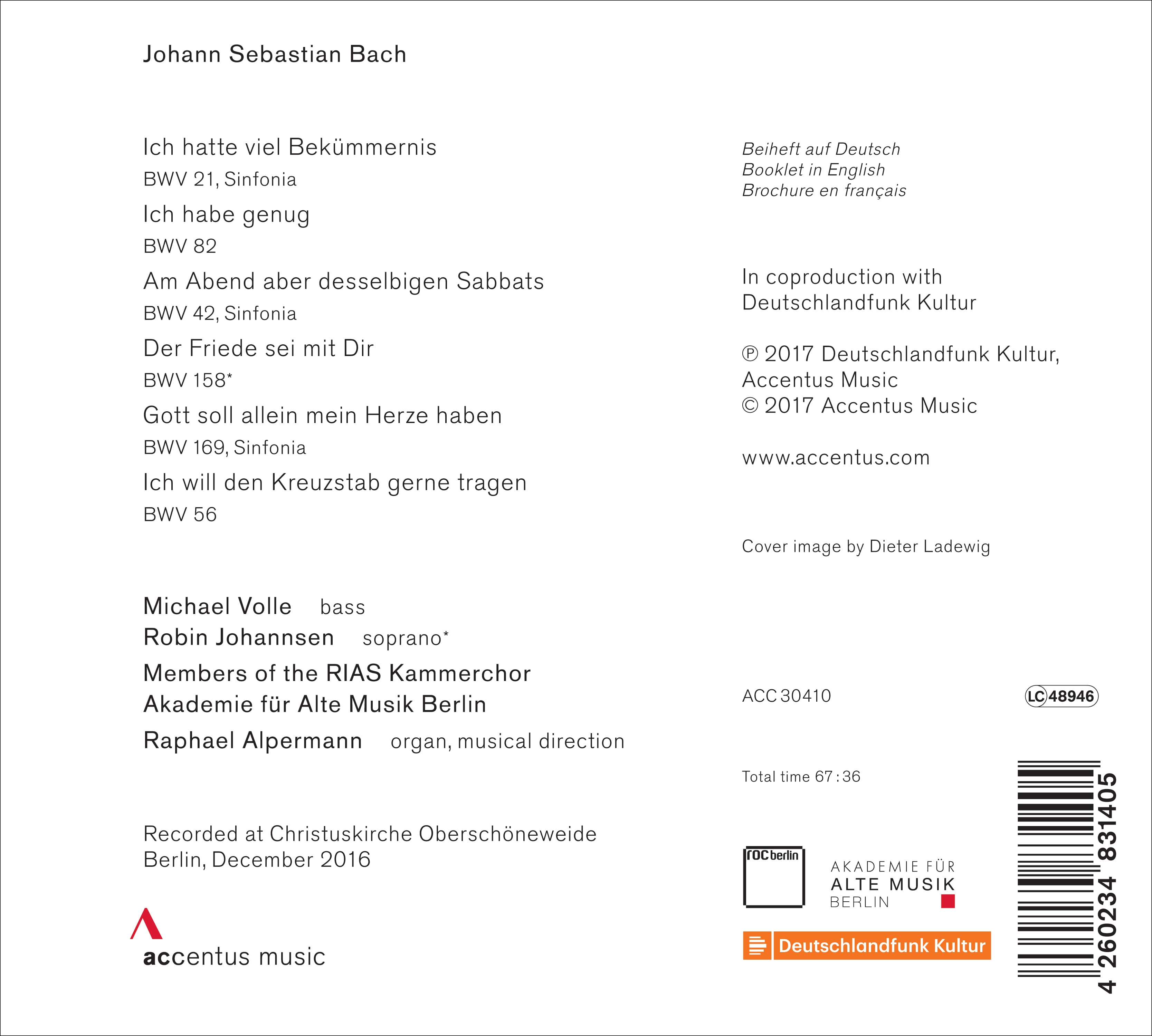 Bach: Solo Cantatas and Sinfonias - Back Cover