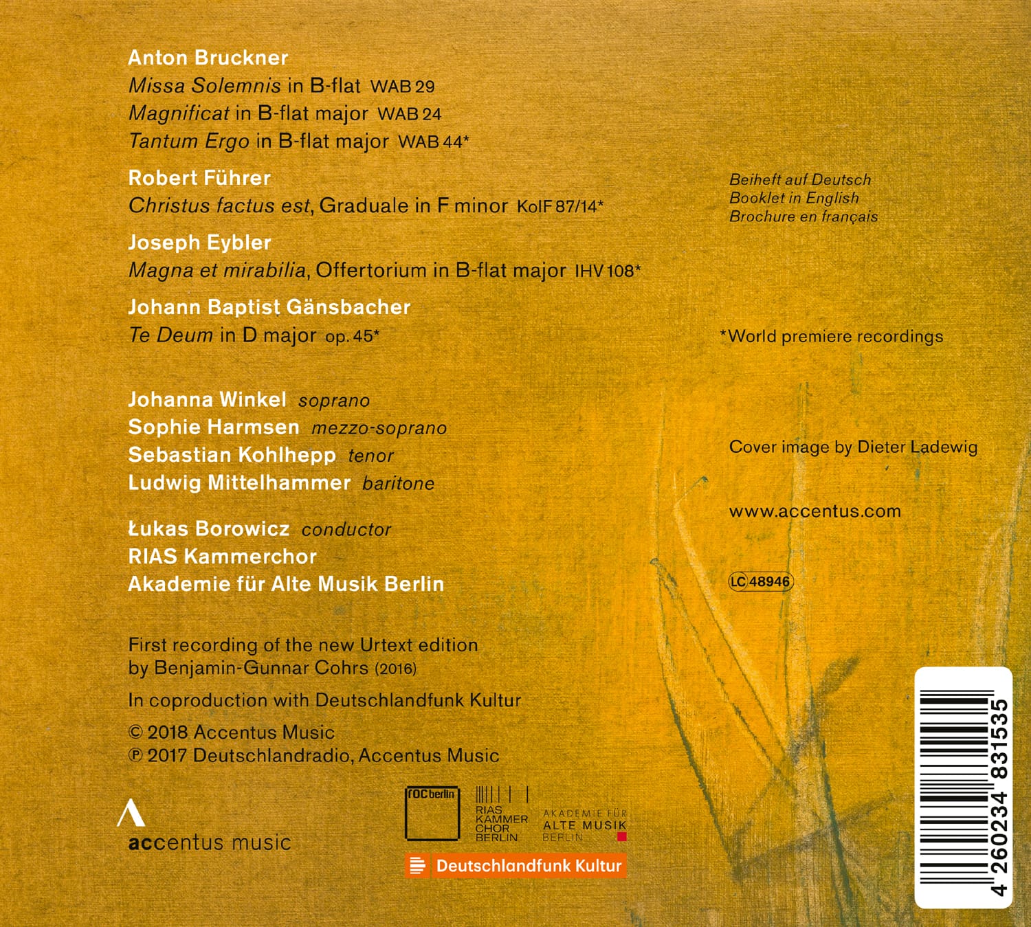 Anton Bruckner: Missa Solemnis - Back Cover