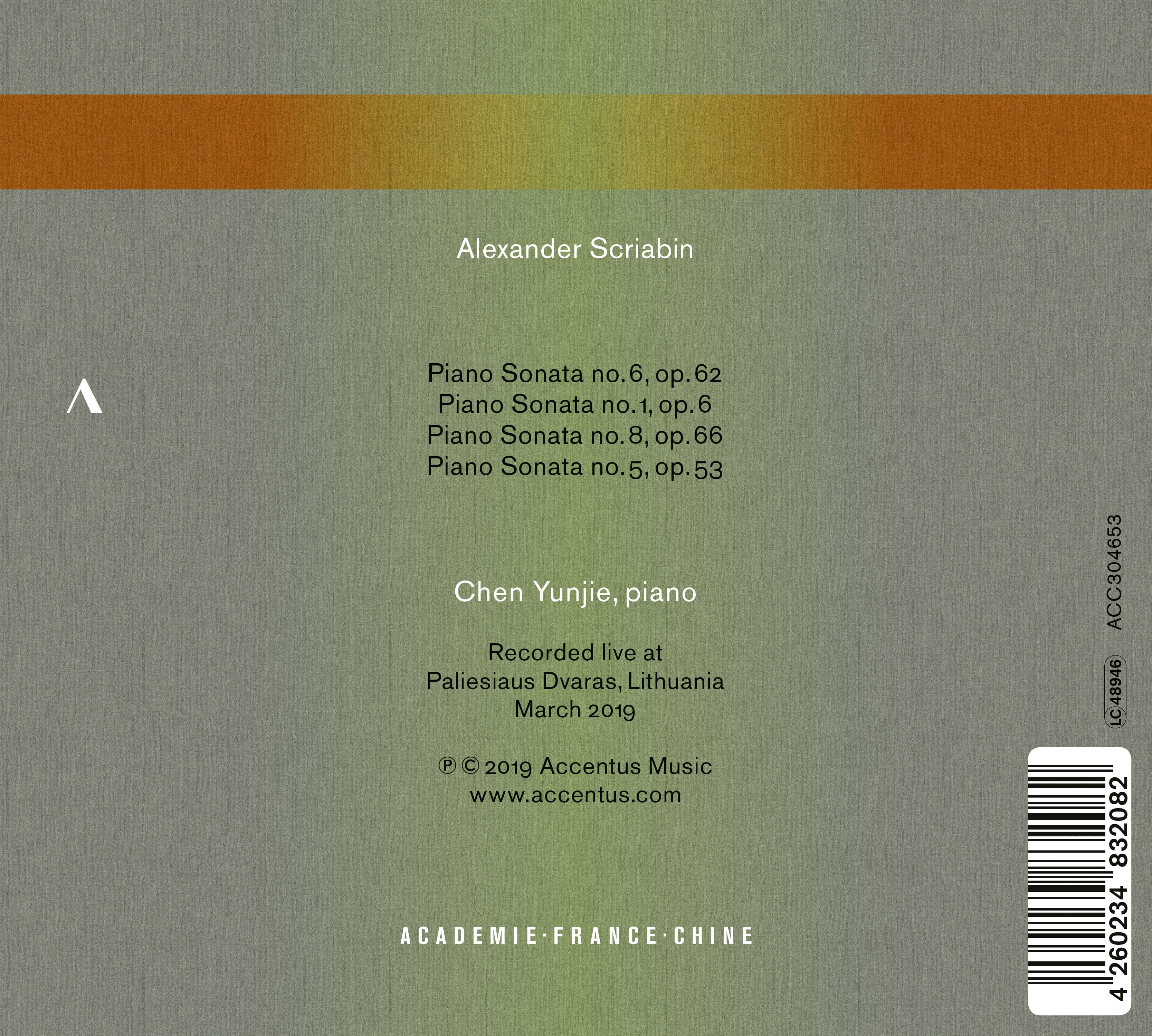 Chen Yunjie plays Scriabin - Back Cover