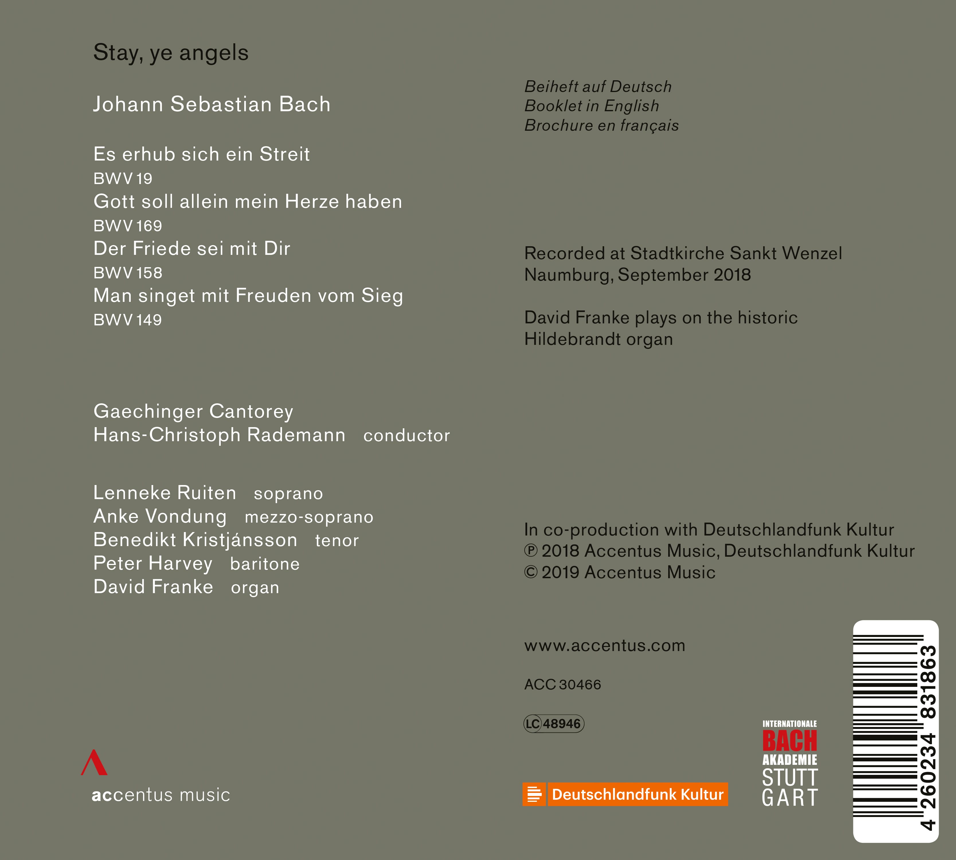 Stay, ye angels | J. S. Bach: Cantatas  - Back Cover
