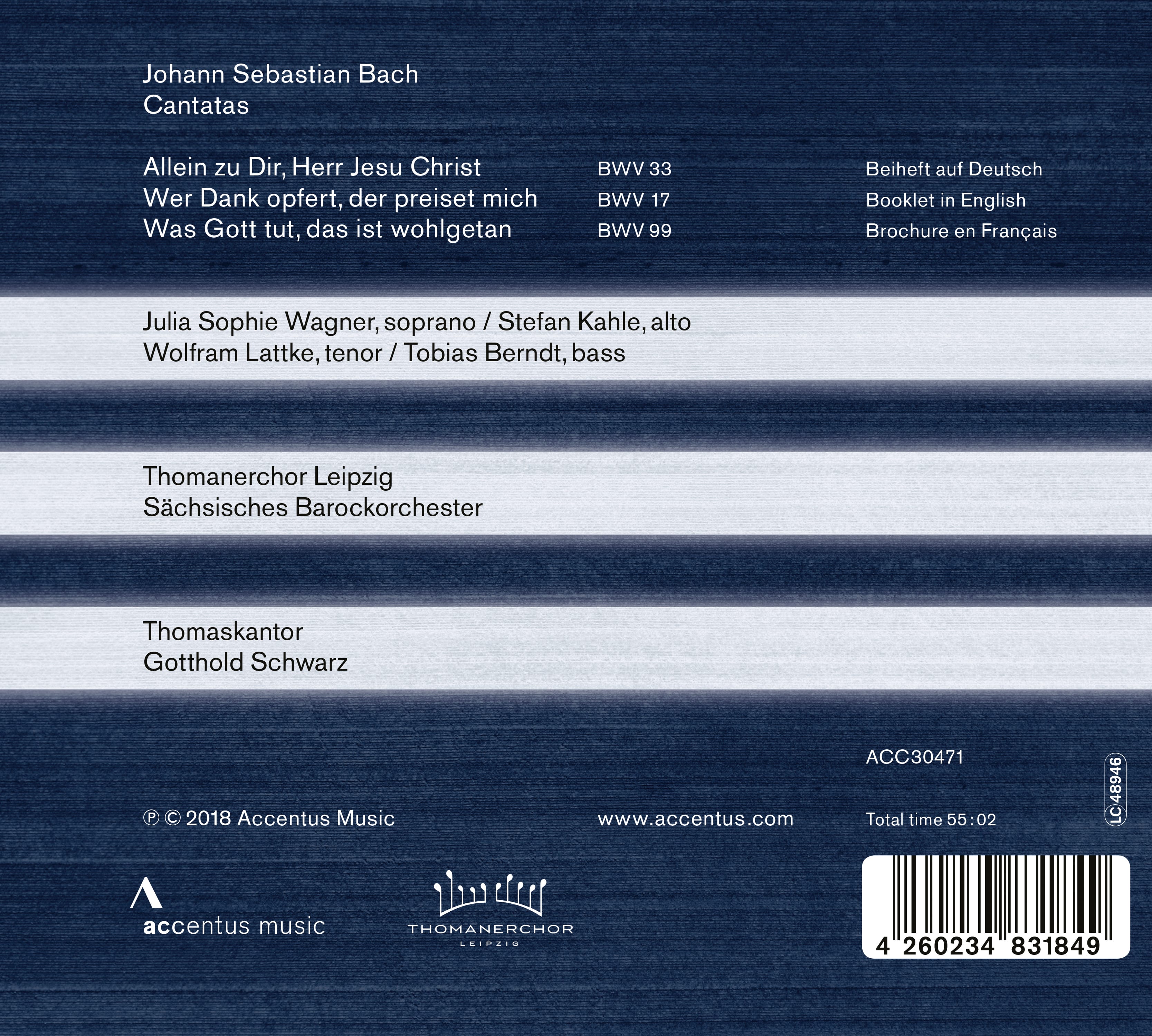 J. S. Bach: Cantatas BWV 33, 17, 99 - Back Cover