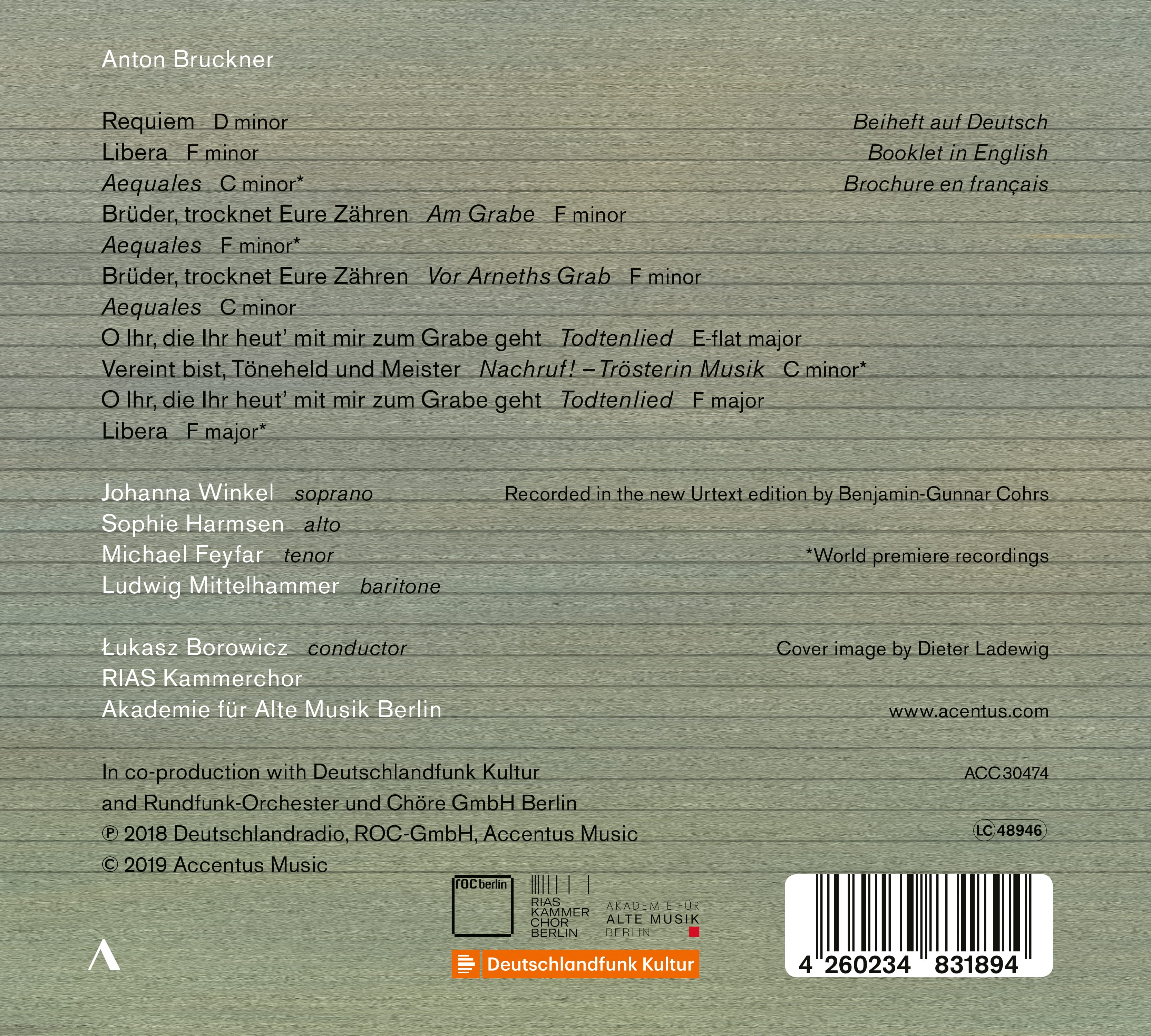 Anton Bruckner: Requiem - Back Cover