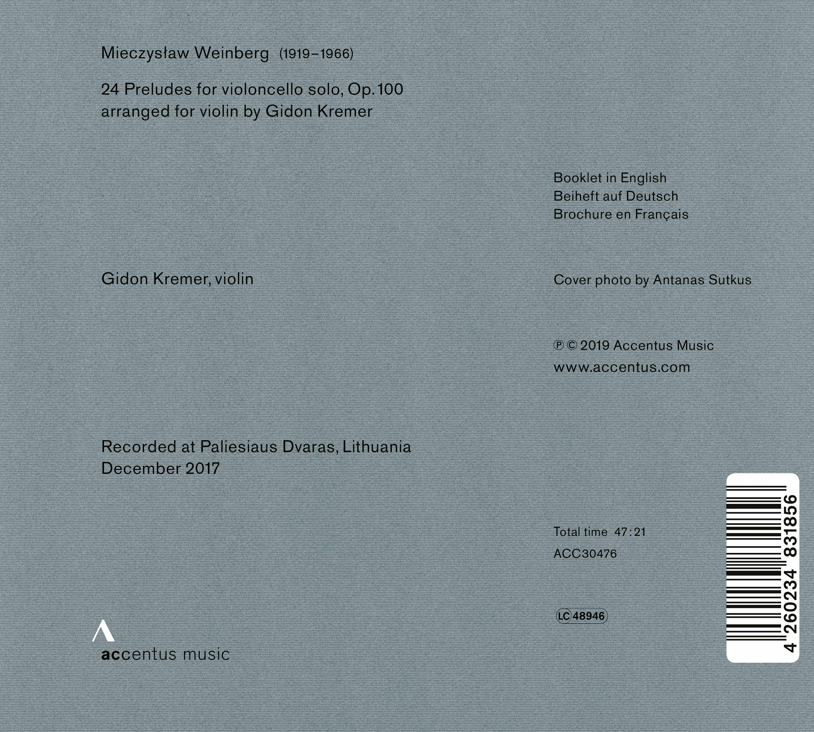 Mieczyslaw Weinberg: 24 Preludes - Back Cover