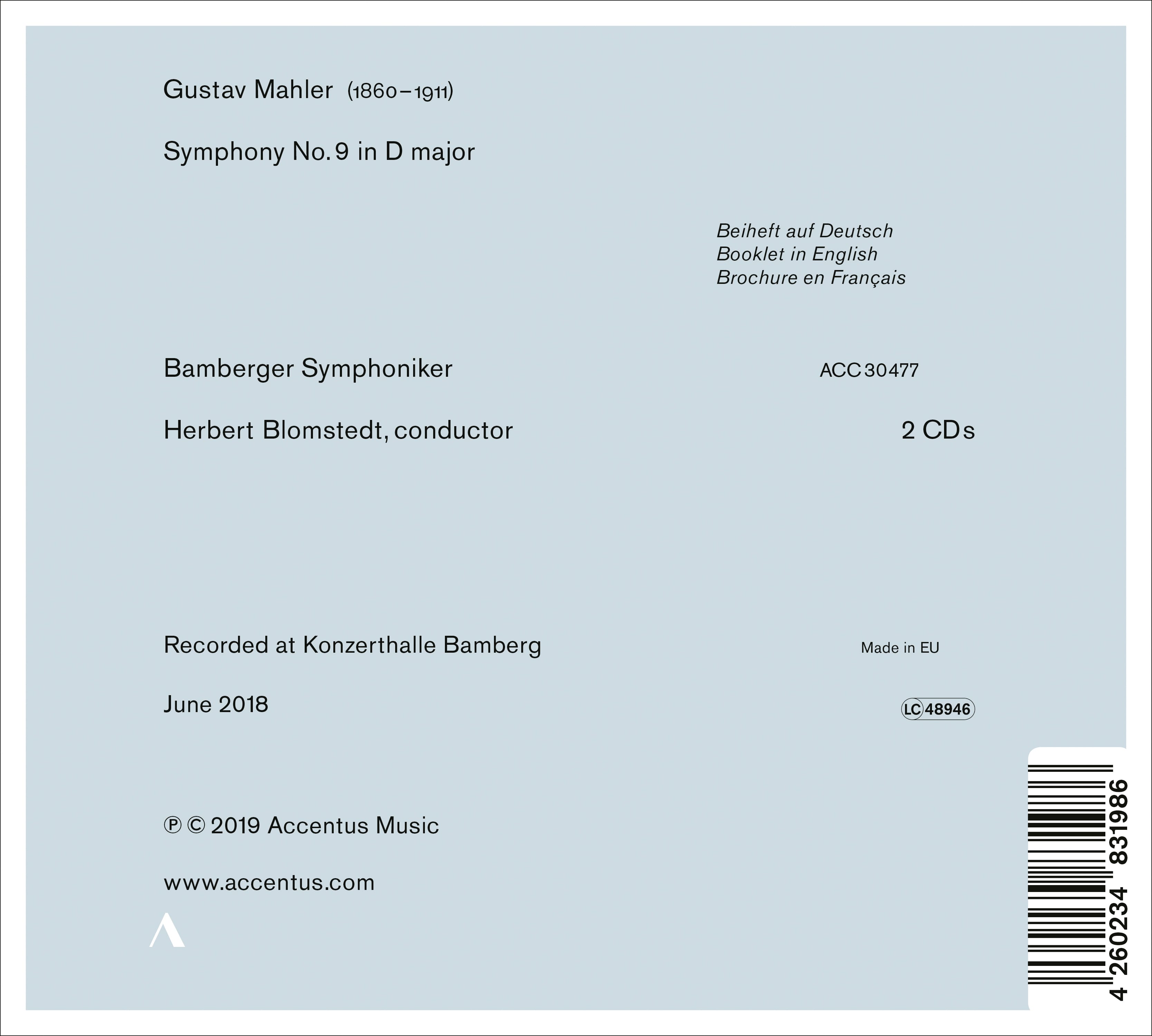 Gustav Mahler: Symphony No. 9 - Back Cover