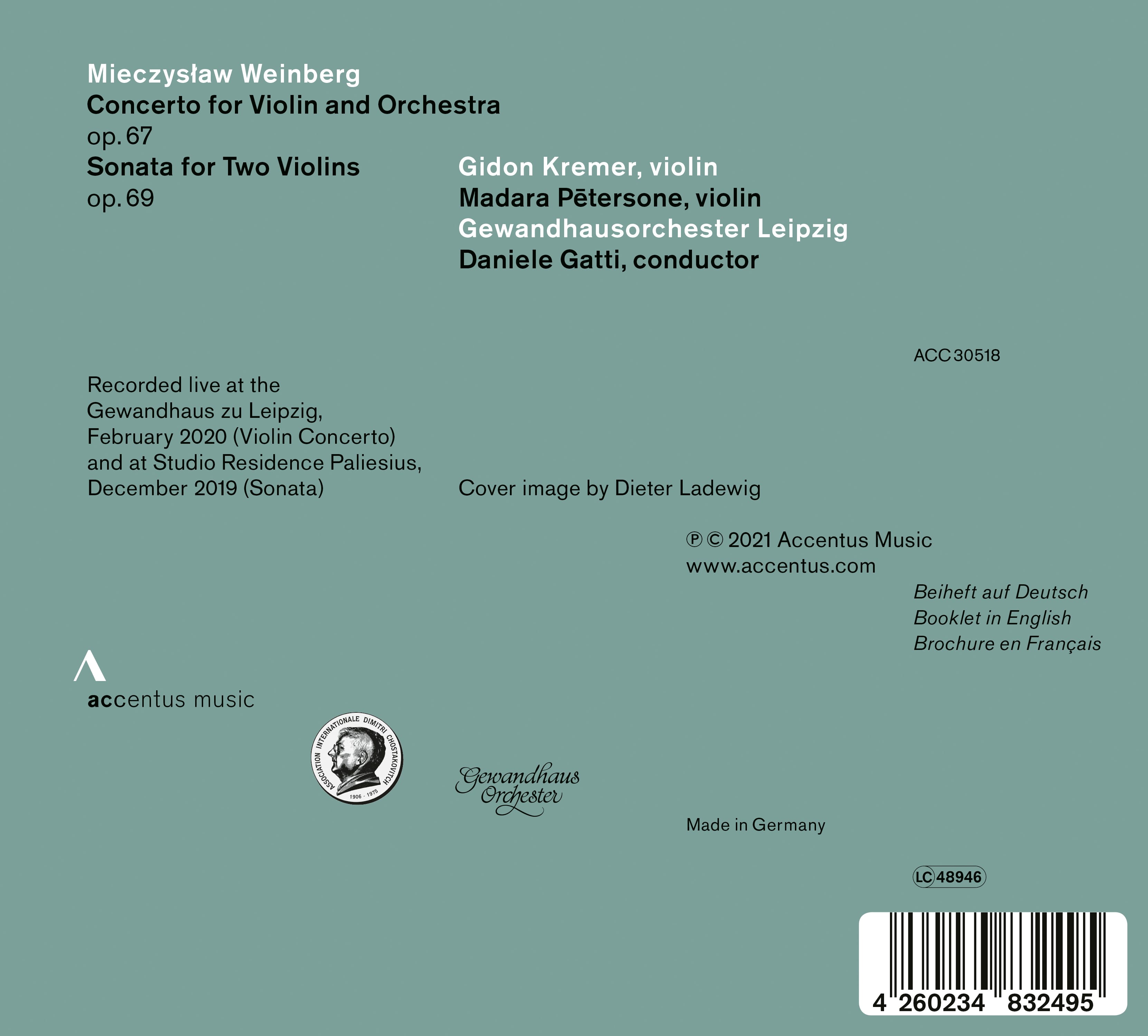 MIECZYSŁAW WEINBERG: VIOLIN CONCERTO | SONATA FOR TWO VIOLINS - Back Cover