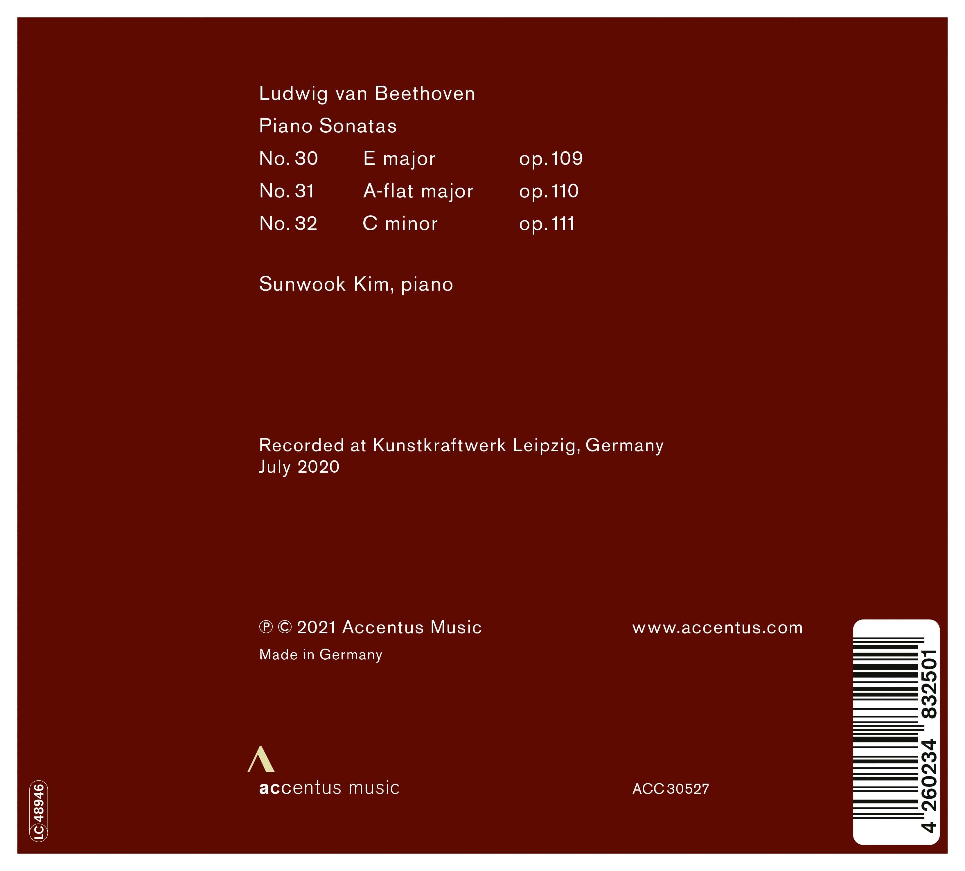Beethoven: The Last Three Sonatas - Back Cover