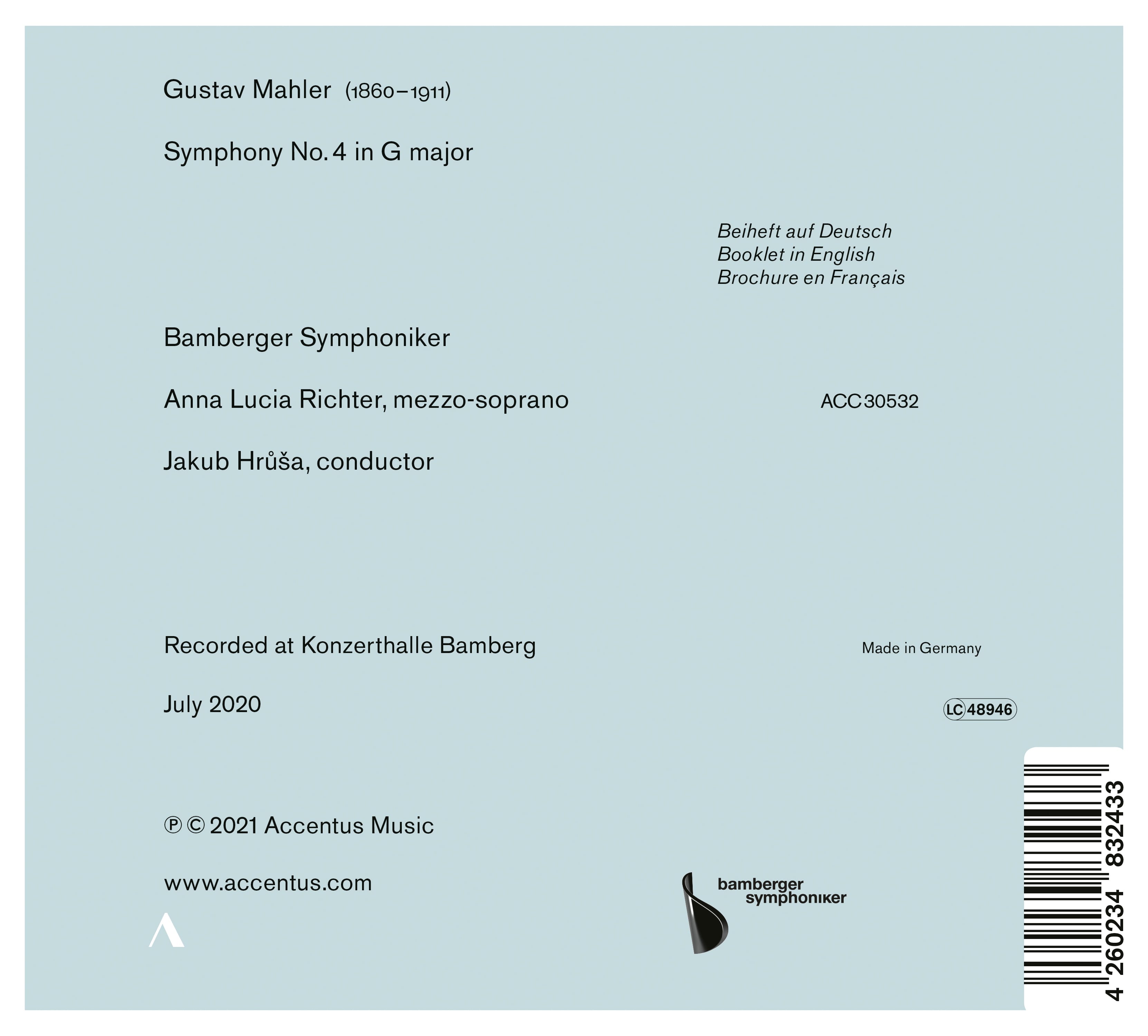 Gustav Mahler: Symphony No. 4 - Back Cover