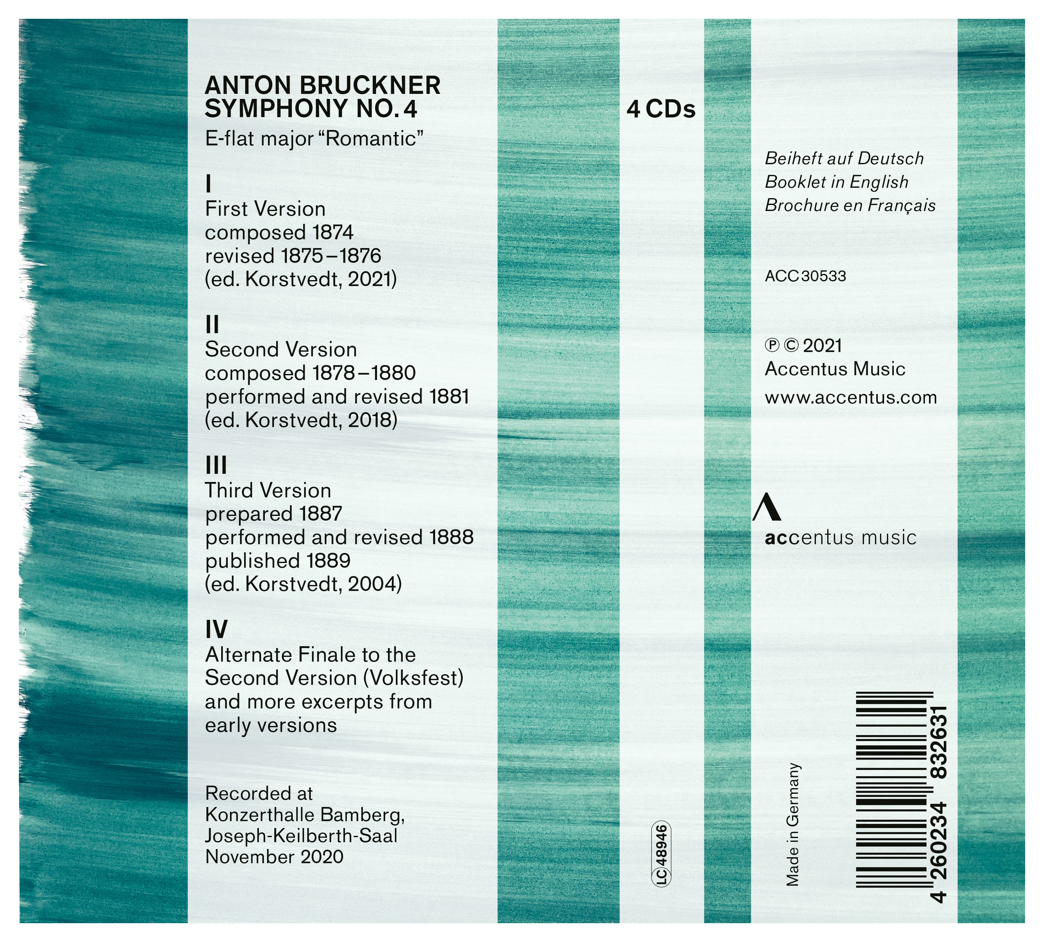 Bruckner 4 - The 3 Versions - Back Cover