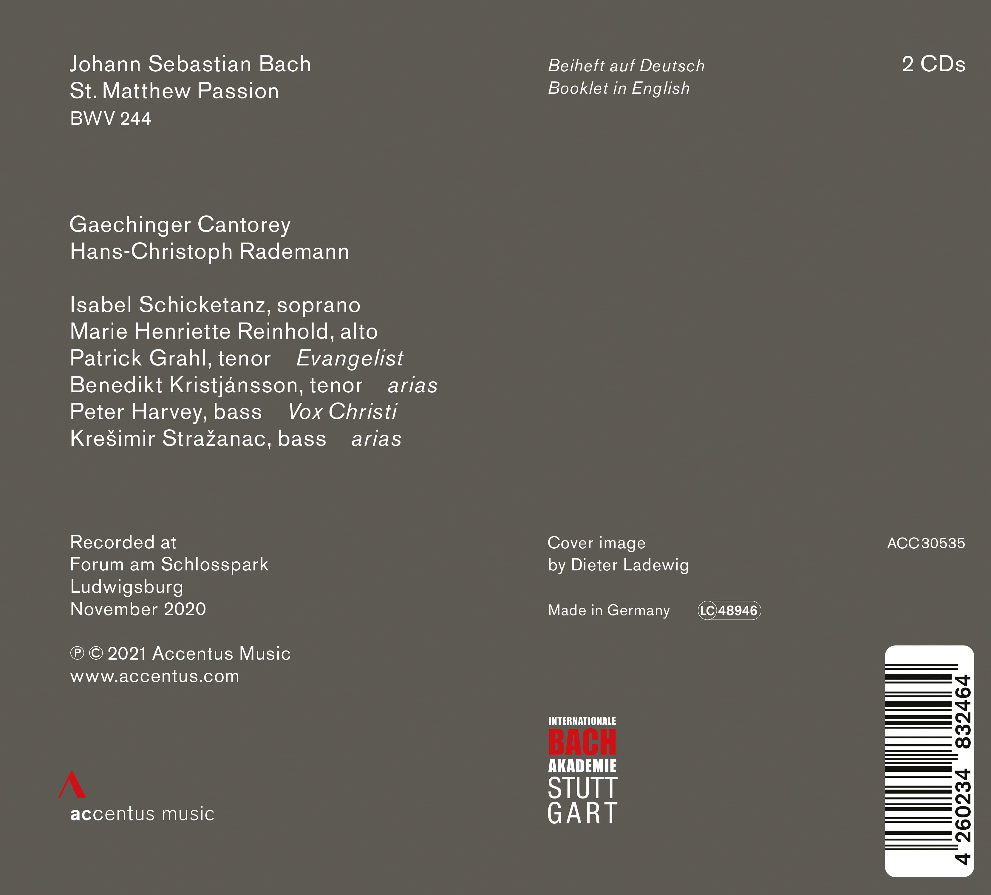 J. S. Bach: St. Matthew Passion - Back Cover