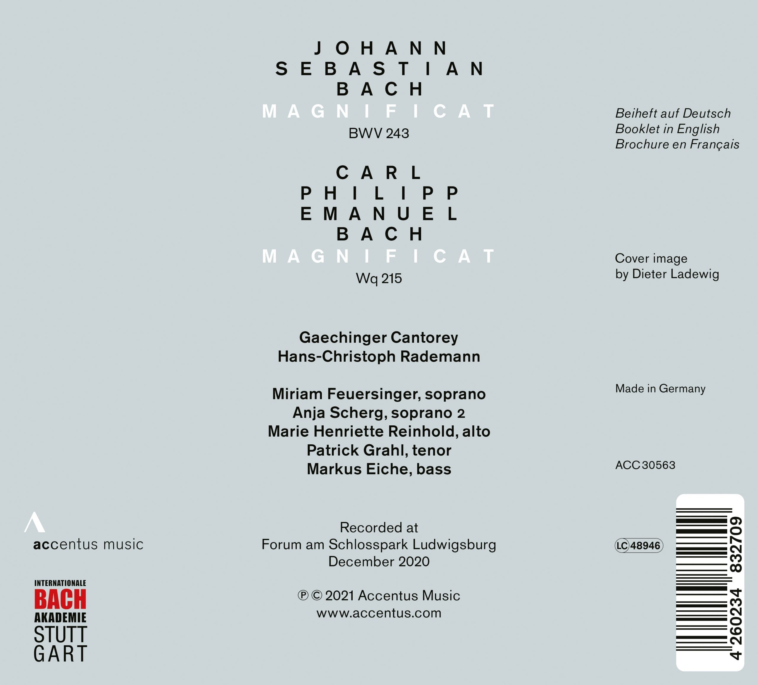 J. S. Bach | C. P. E. Bach - MAGNIFICAT
Gaechinger Cantorey, Rademann - Back Cover