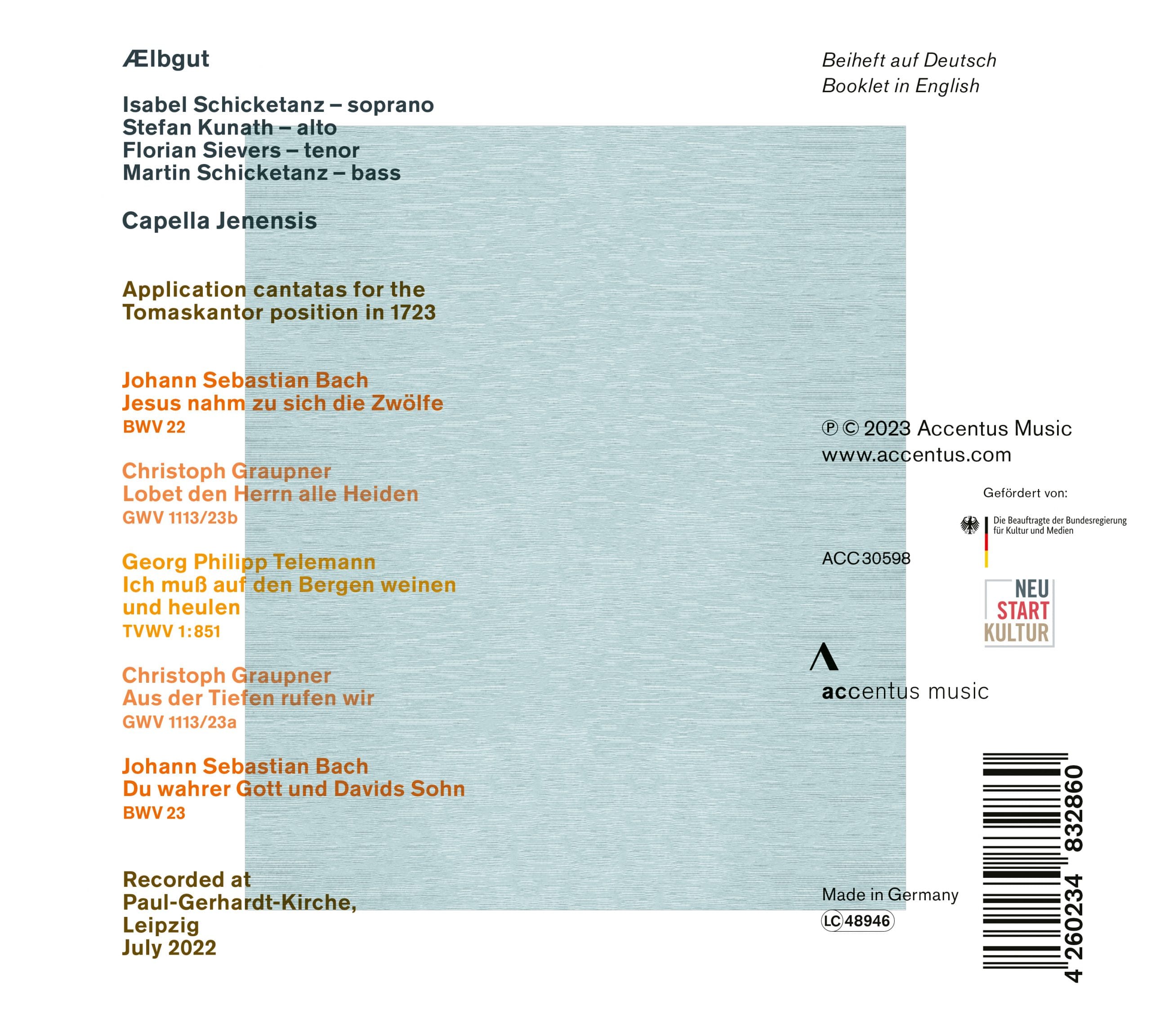 Leipzig 1723
Telemann | Graupner | Bach - Back Cover