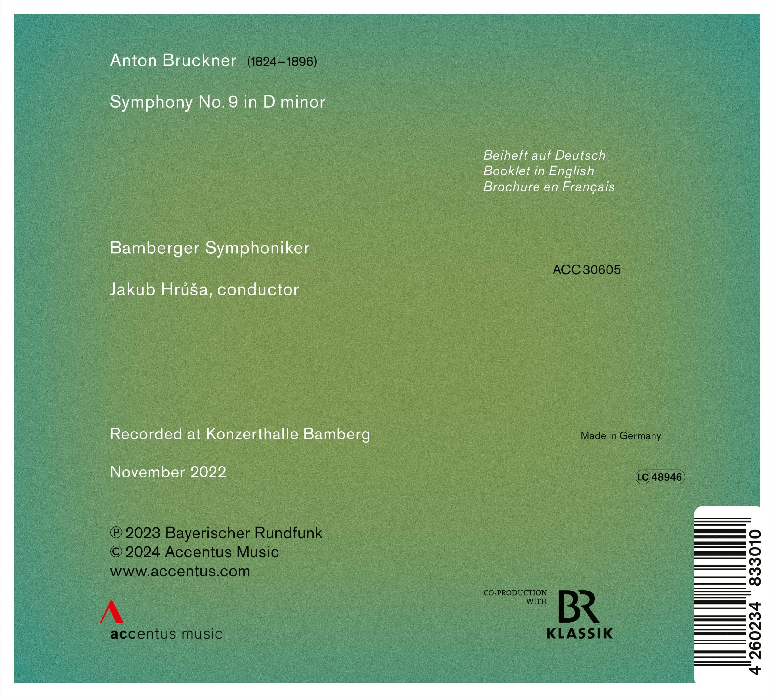 Anton Bruckner: Symphony No. 9
Bamberger Symphoniker, Jakub Hrůša - Back Cover