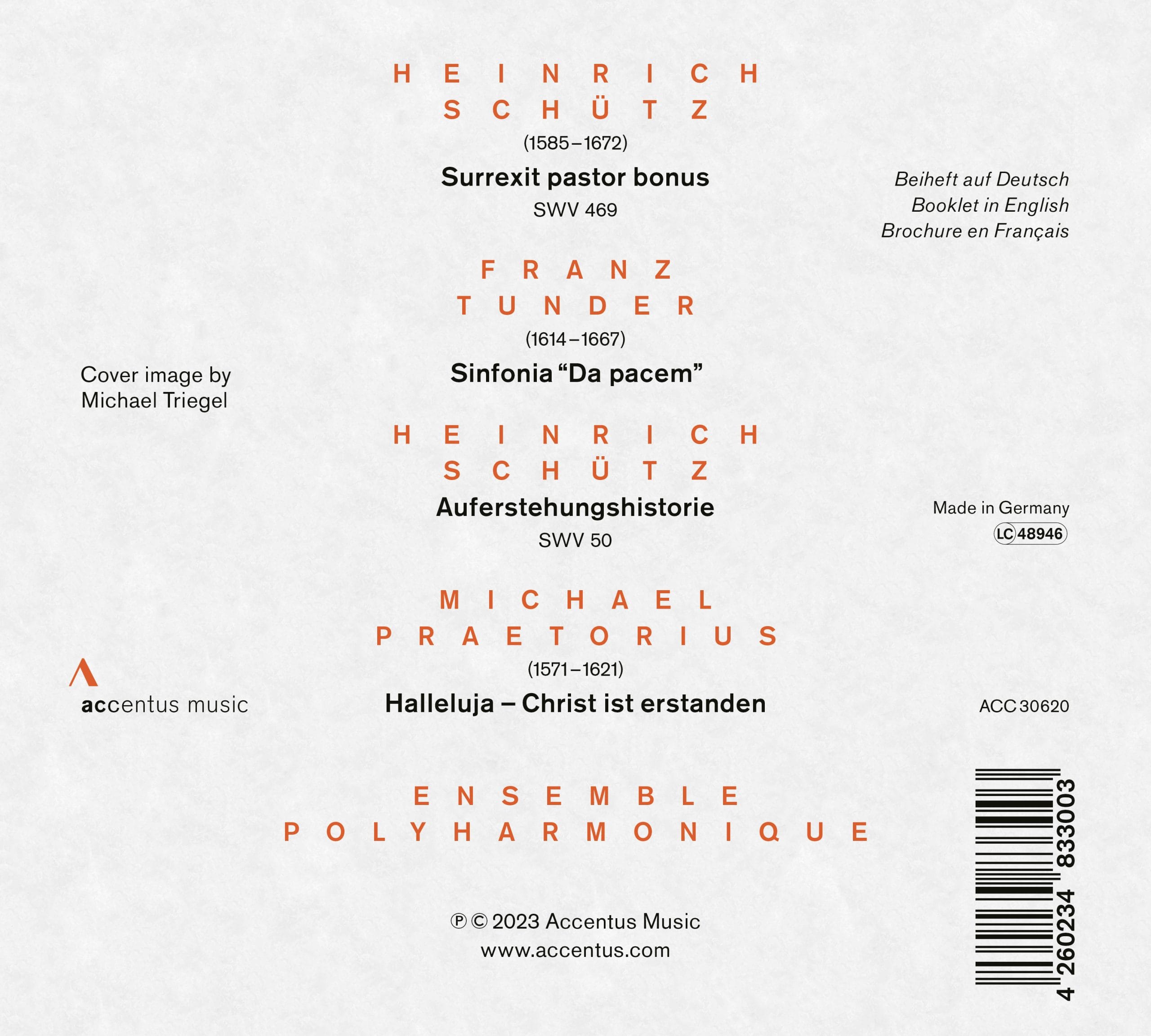 Heinrich Schütz: Auferstehungshistorie
Ensemble Polyharmonique - Back Cover