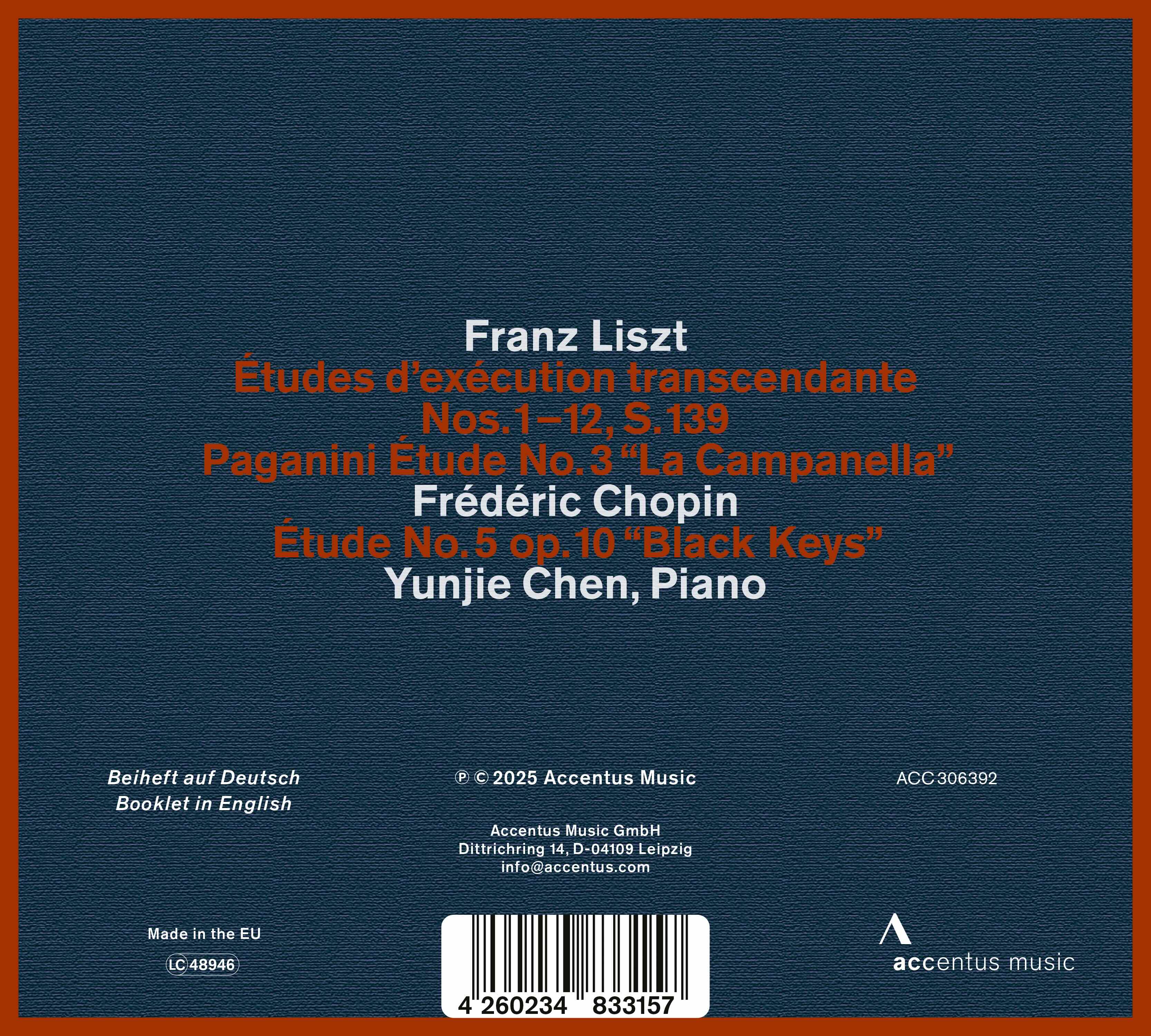Franz Liszt: Études d'exécution transcendante
Yunjie Chen - Back Cover