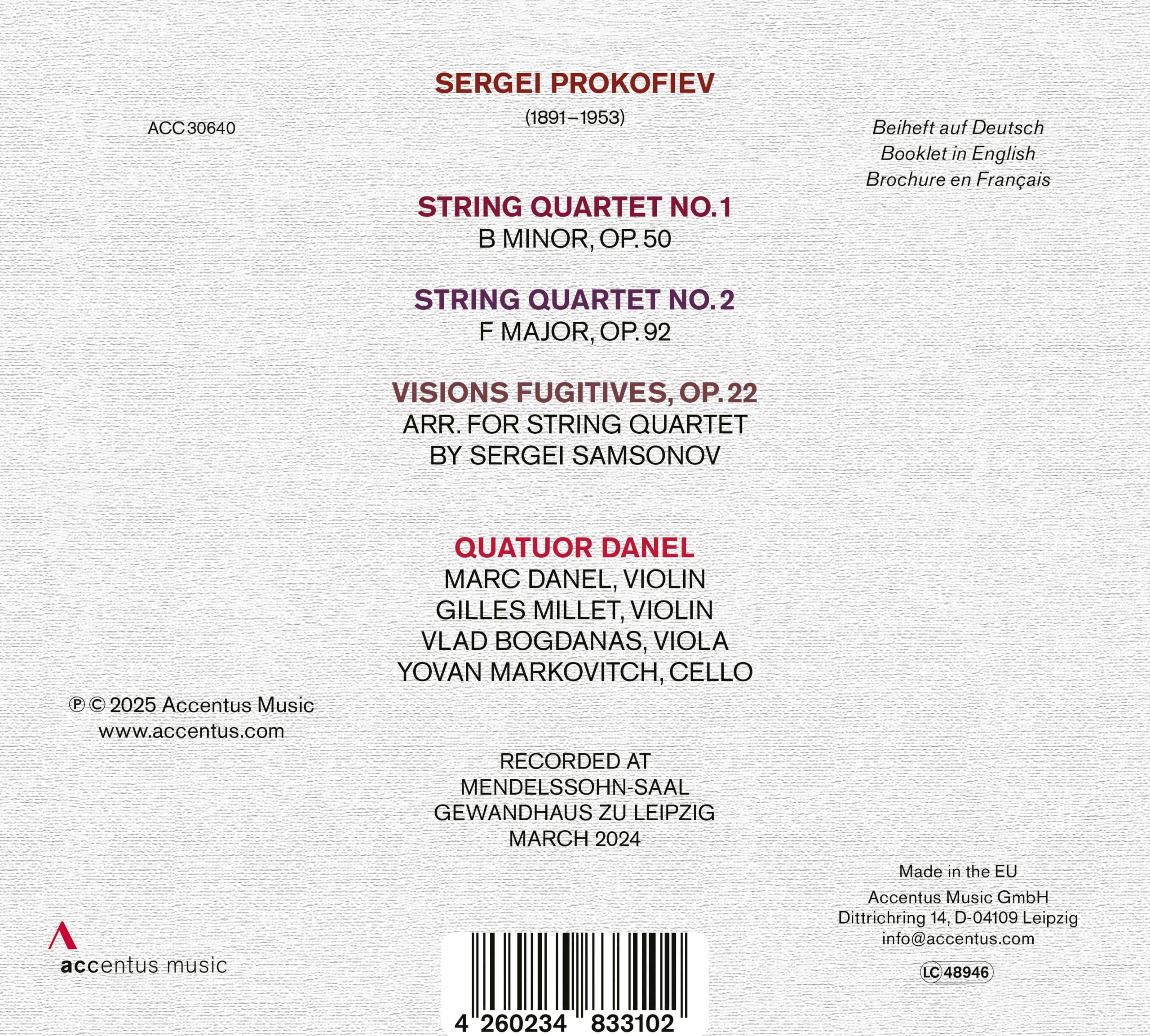 Prokofiev: The String Quartets - Back Cover