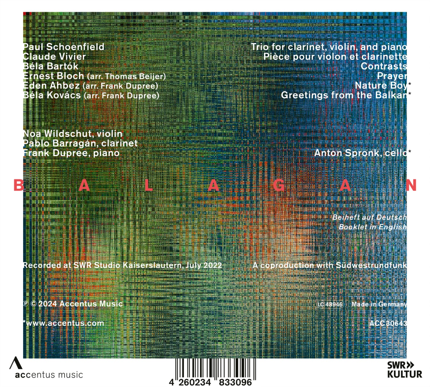 BALAGAN | Noa Wildschut, Pablo Barragán, Frank Dupree - Back Cover