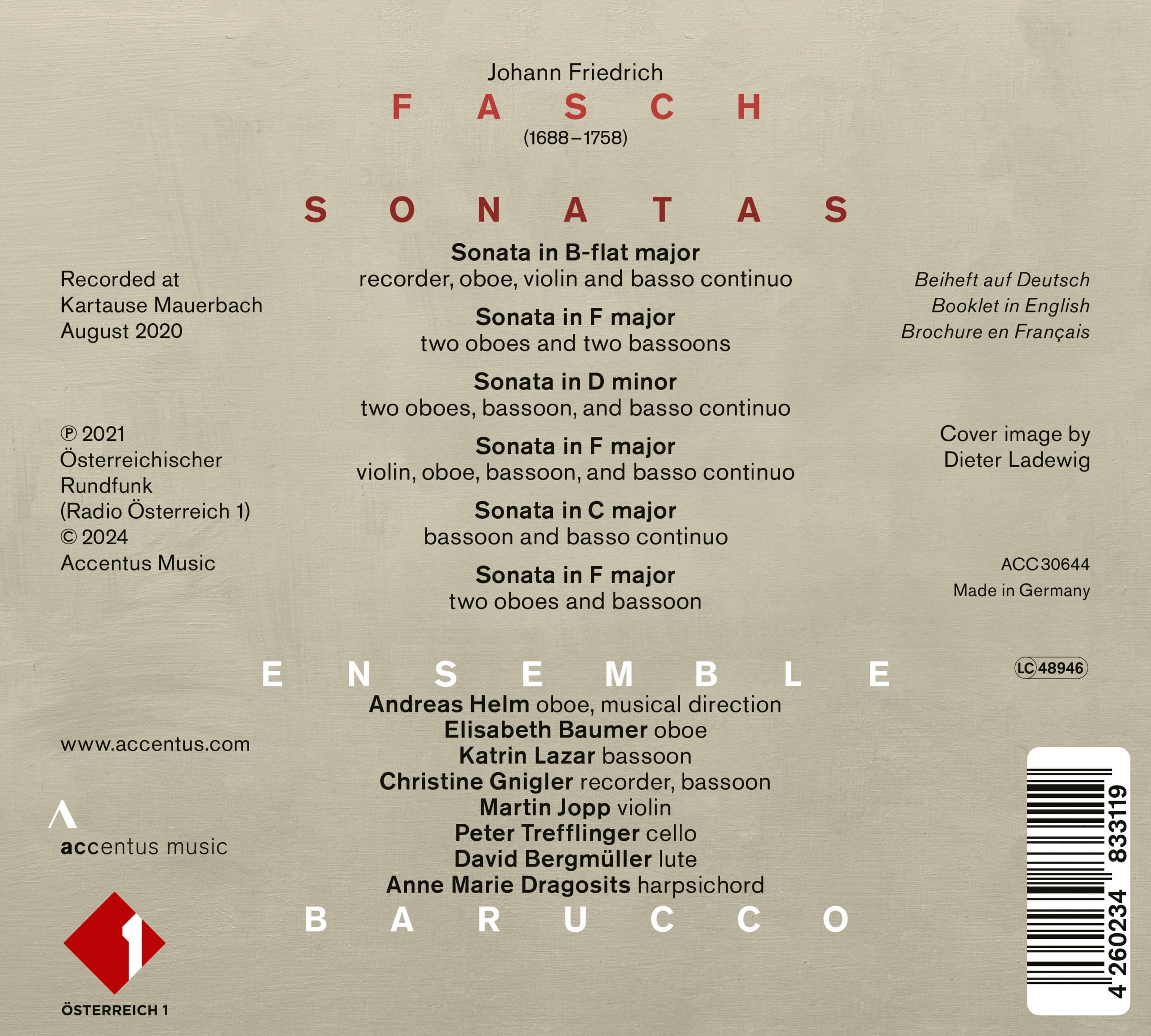 Johann Friedrich Fasch: Sonatas - Back Cover