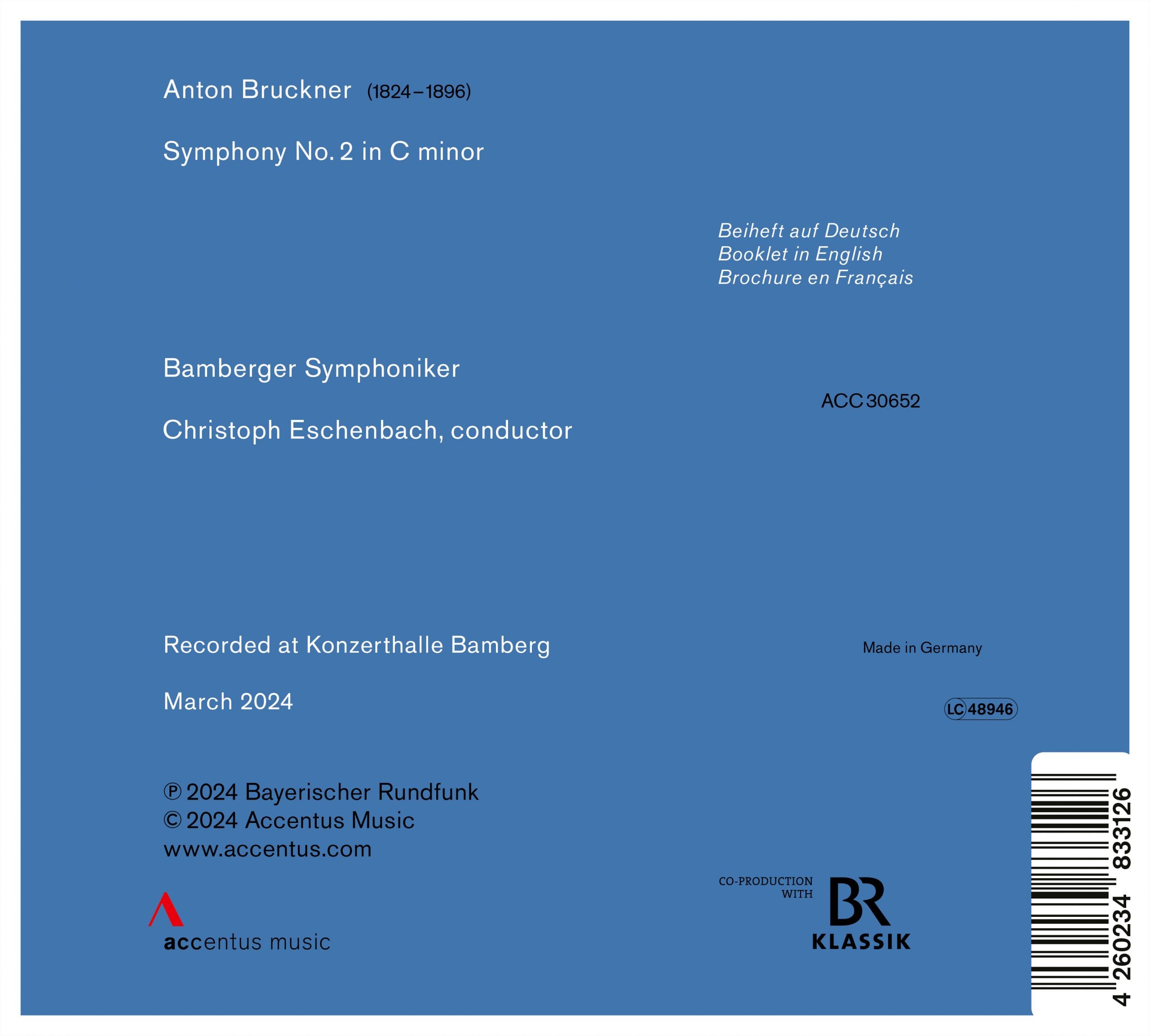 Anton Bruckner: Symphony No. 2 - Back Cover