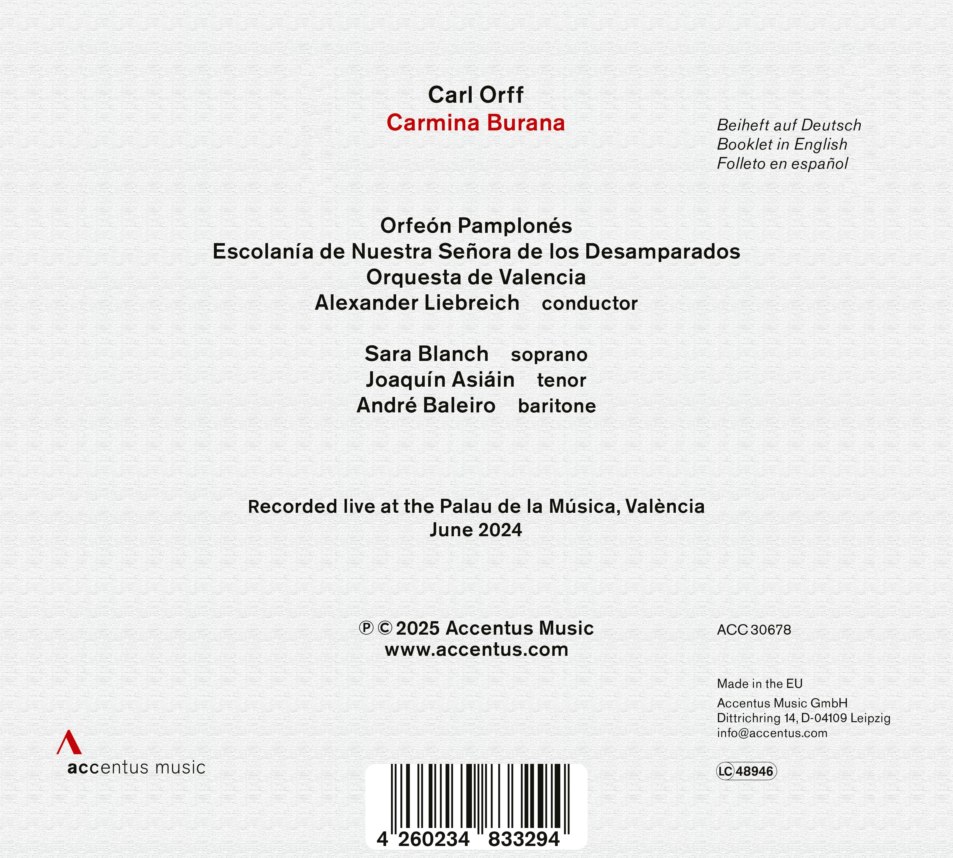Carl Orff: Carmina Burana - Back Cover