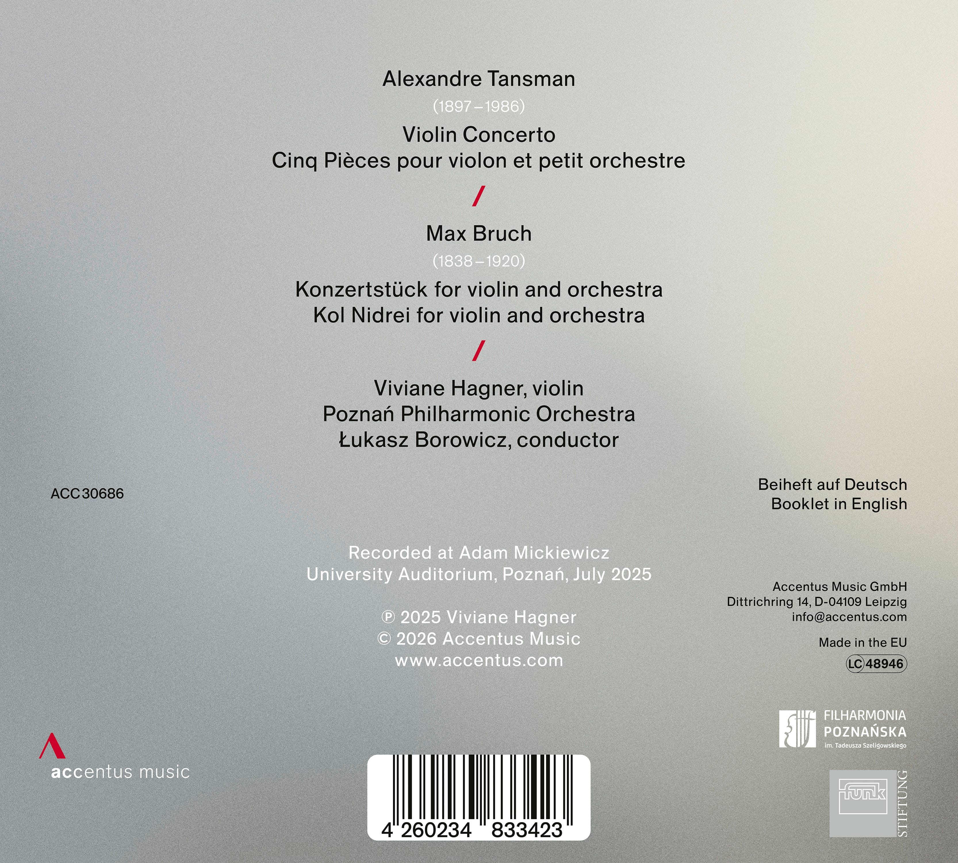 tansman / bruch
Works for violin and orchestra - Back Cover