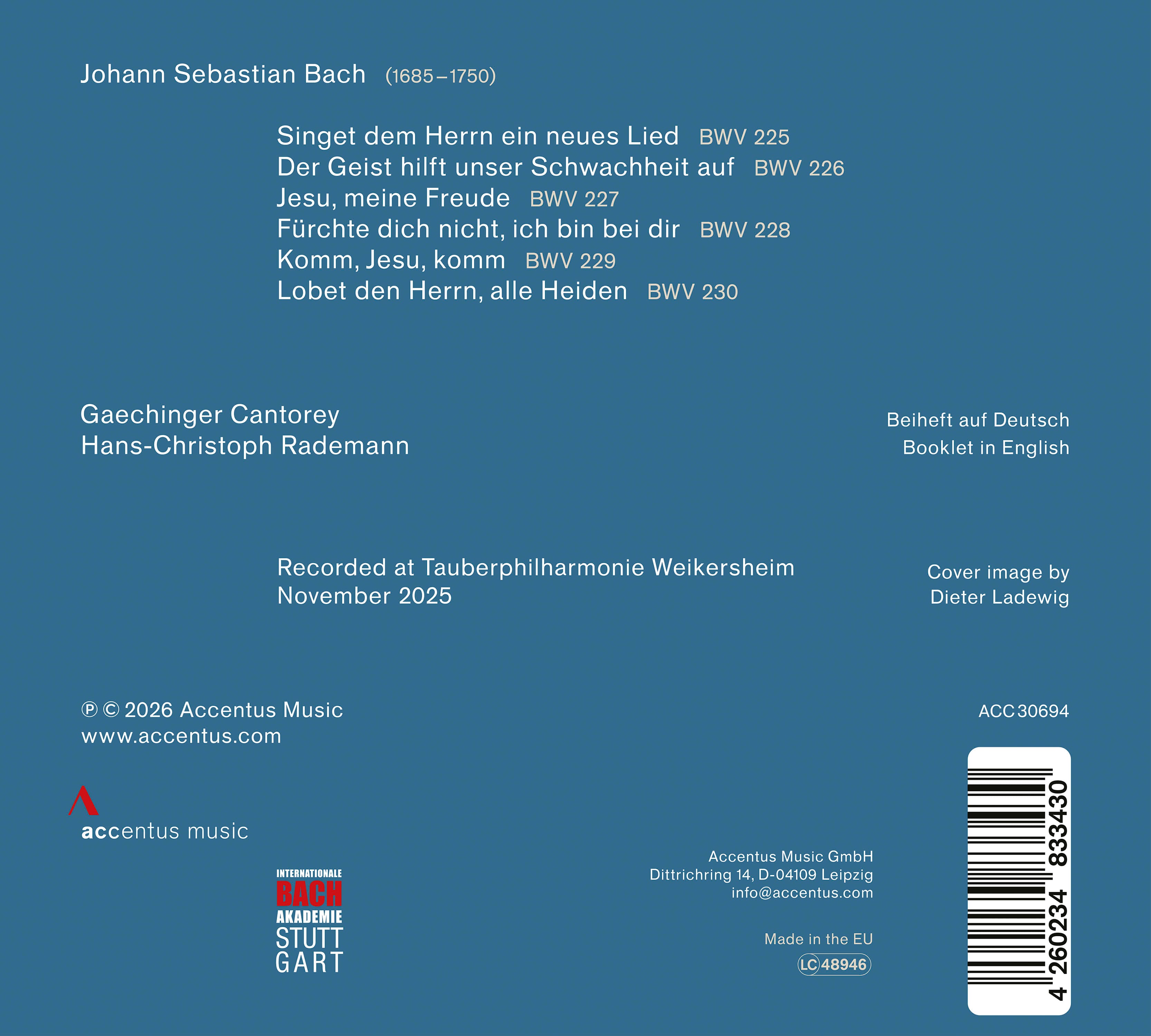 J. S. Bach: The Motets - Back Cover