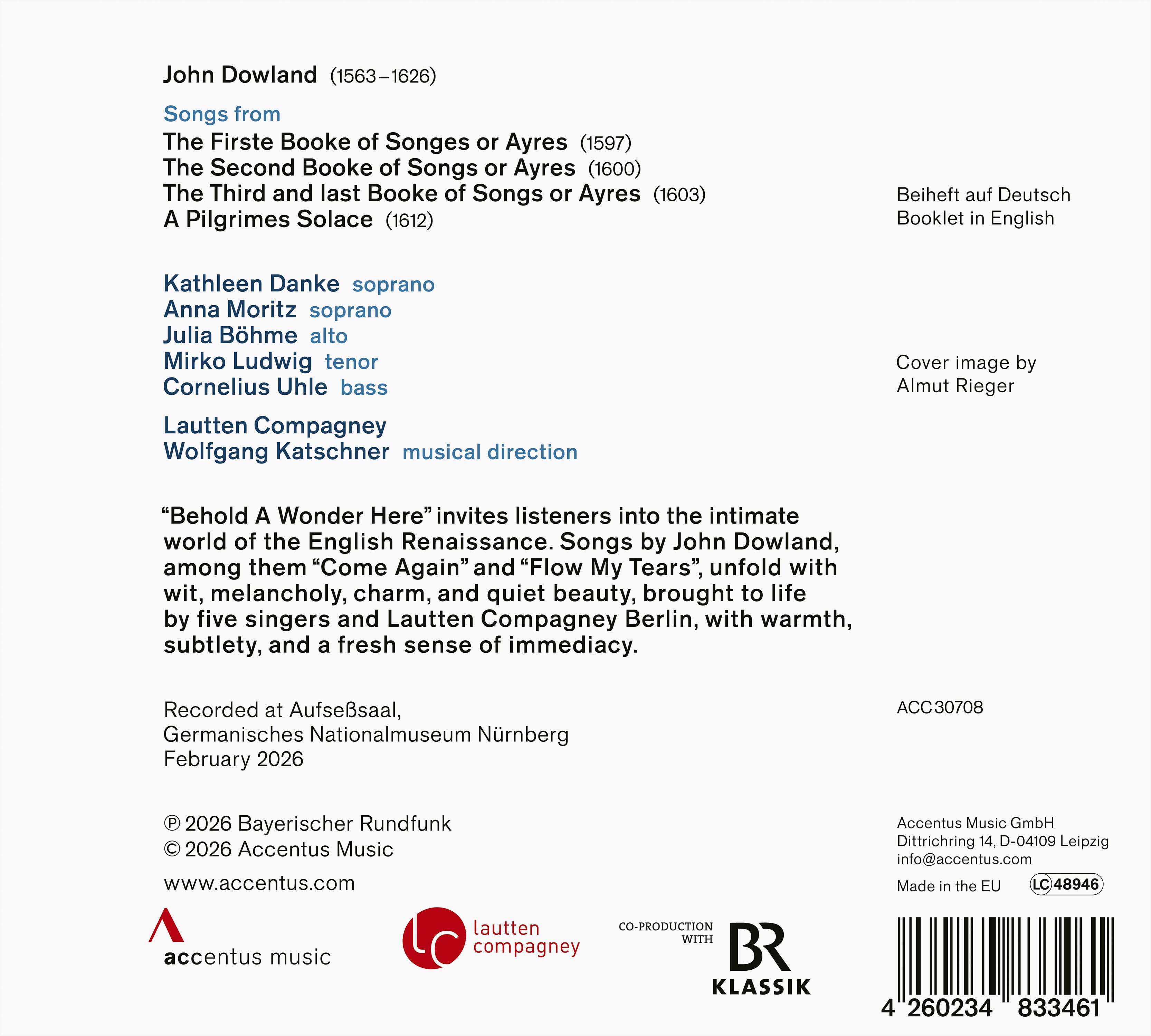 Behold A Wonder Here | John Dowland - Back Cover