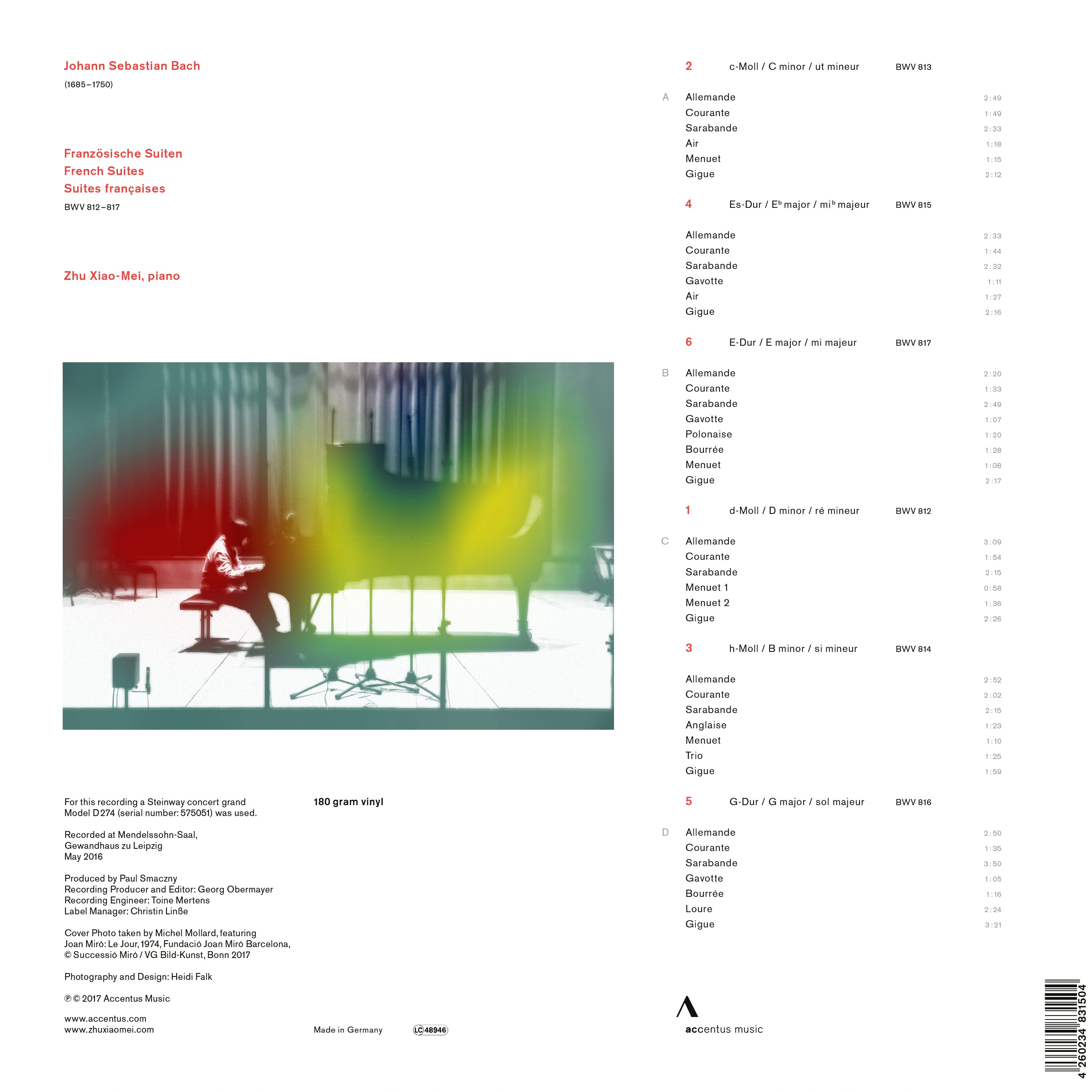 J. S. Bach: The French Suites, BWV 812-817 - Back Cover