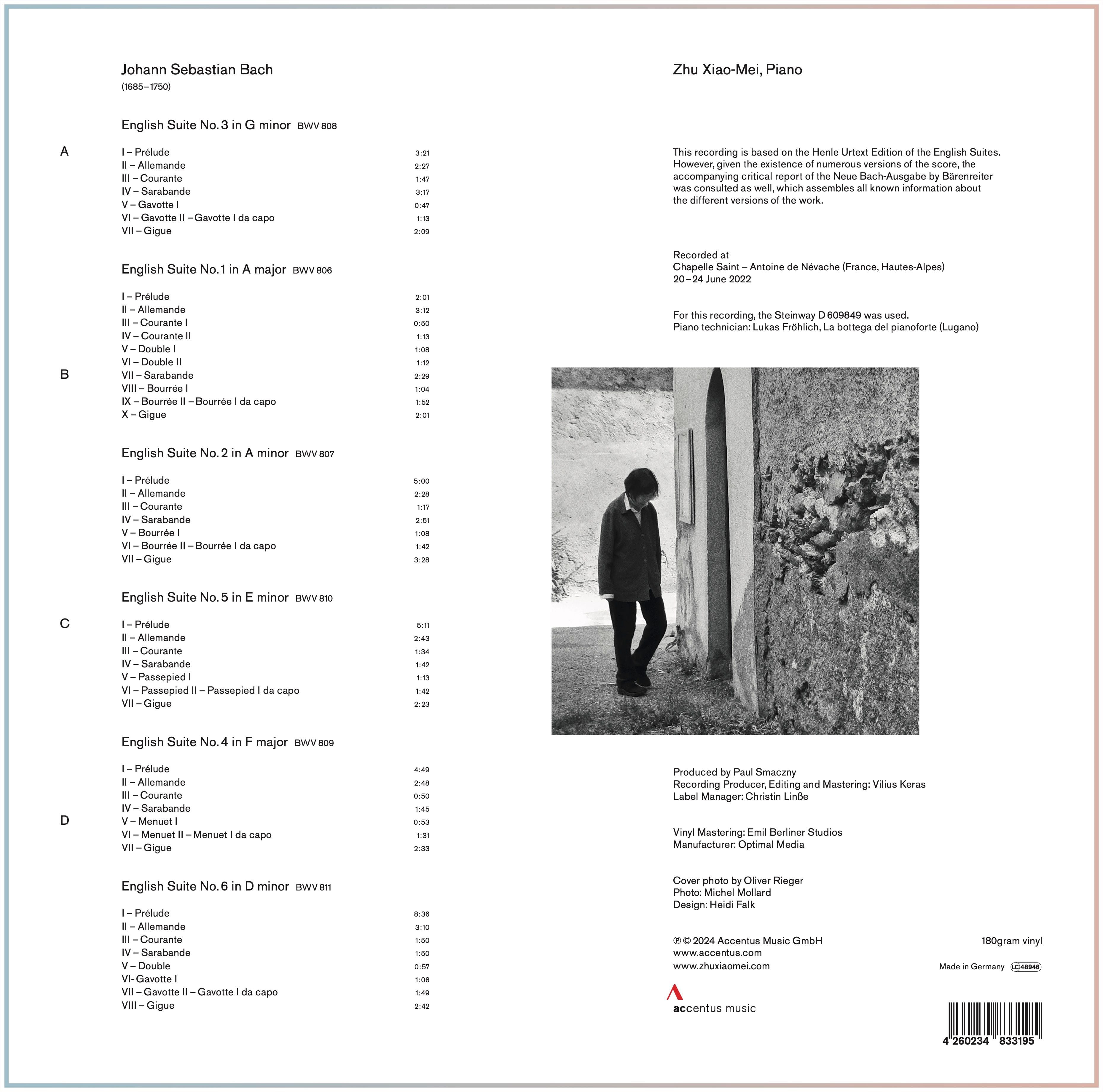 J. S. Bach: The English Suites - Back Cover