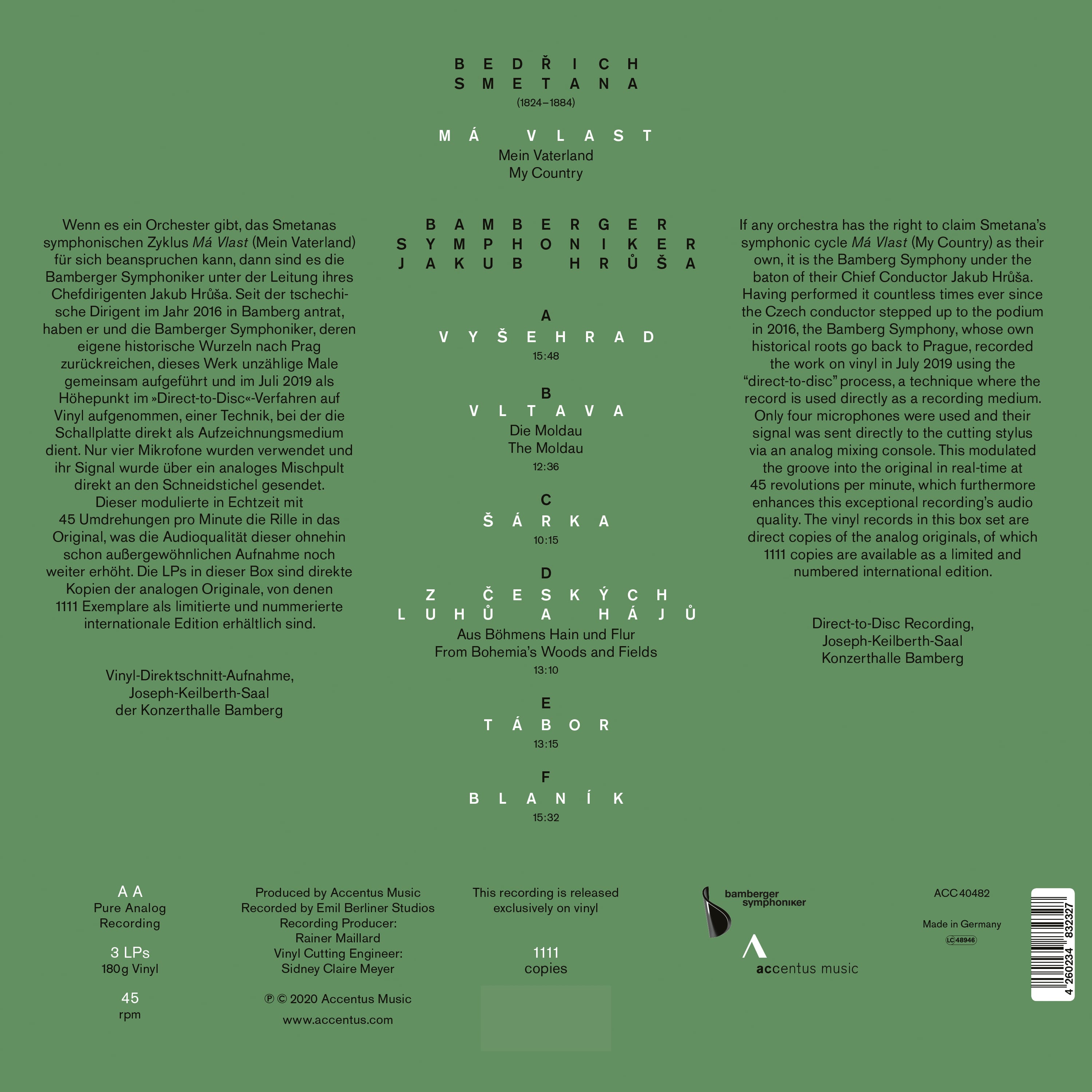 Bedřich Smetana: Má vlast 
Direct-to-disc recording - Back Cover