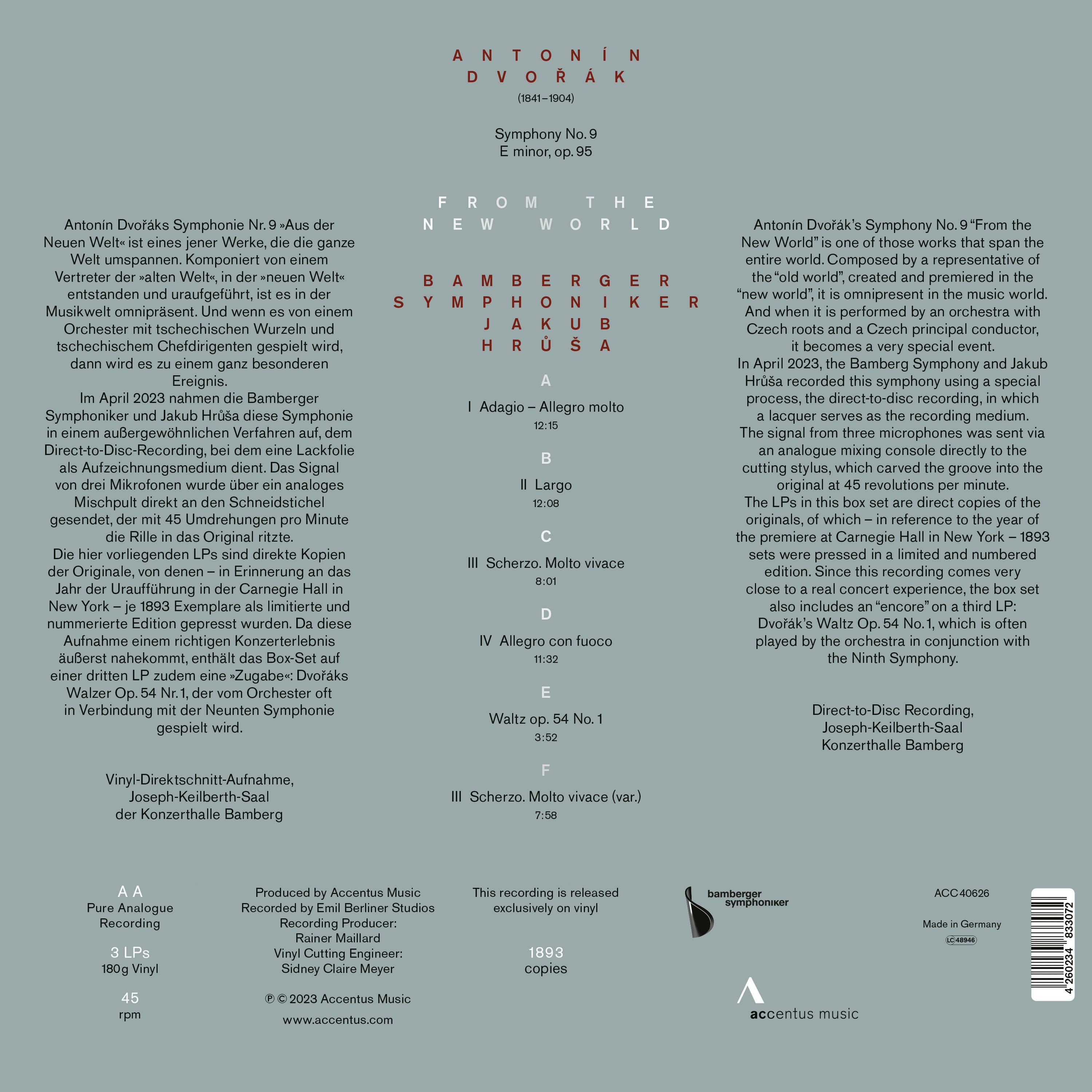 Antonín Dvořák: From the New World
Direct-to-disc recording - Back Cover