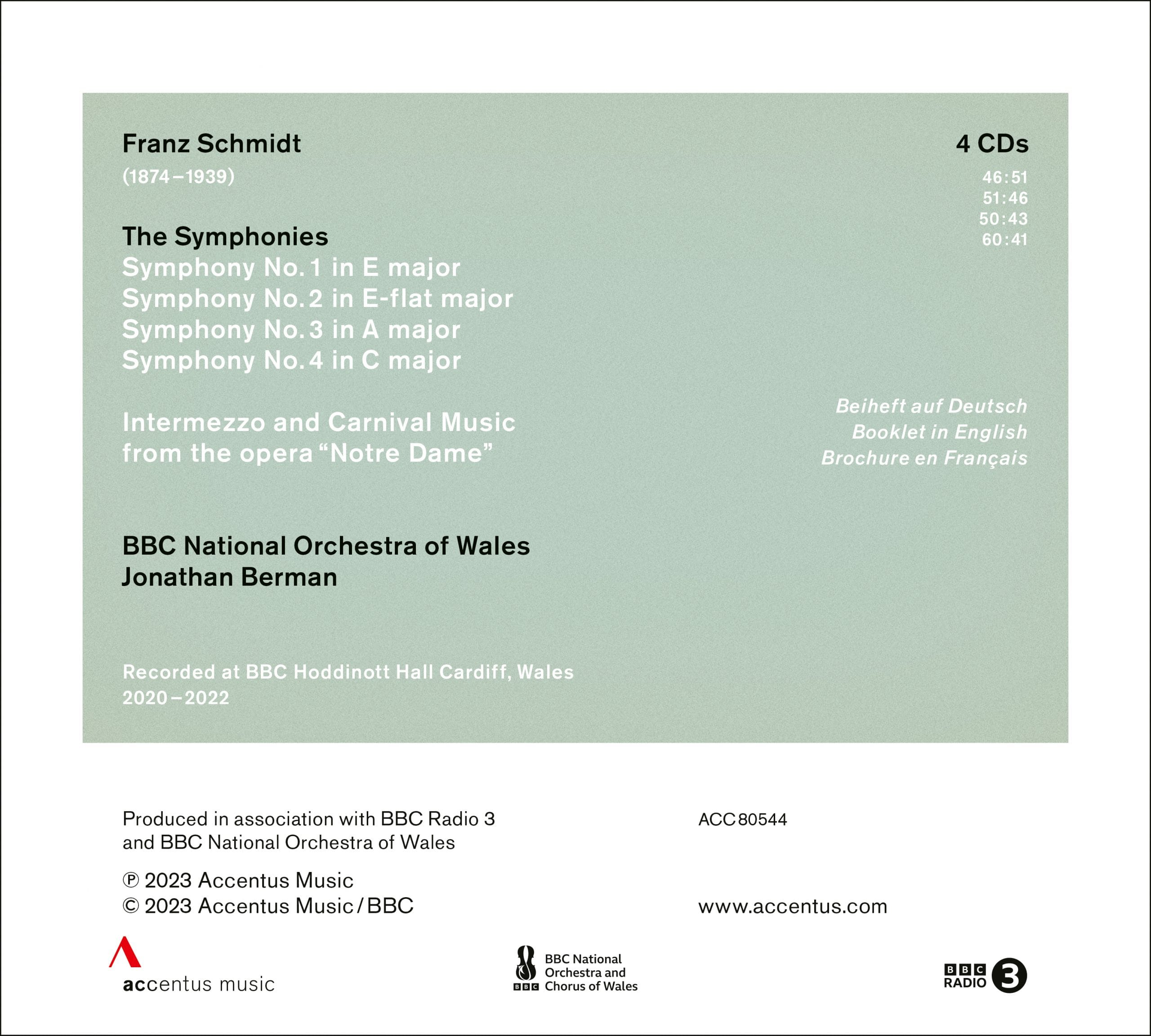 Franz Schmidt: The Symphonies - Back Cover