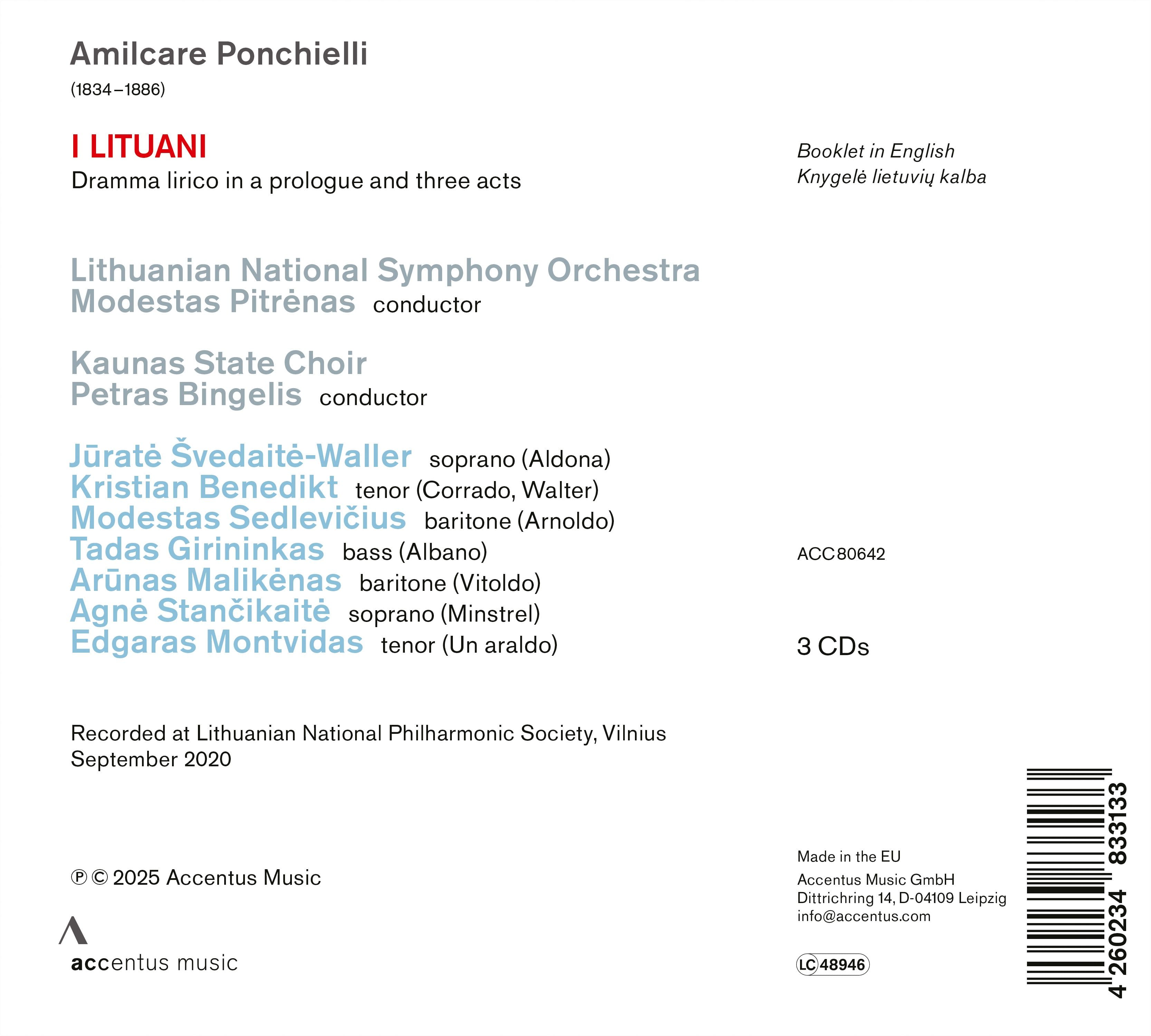 Amilcare Ponchielli
I Lituani - Back Cover